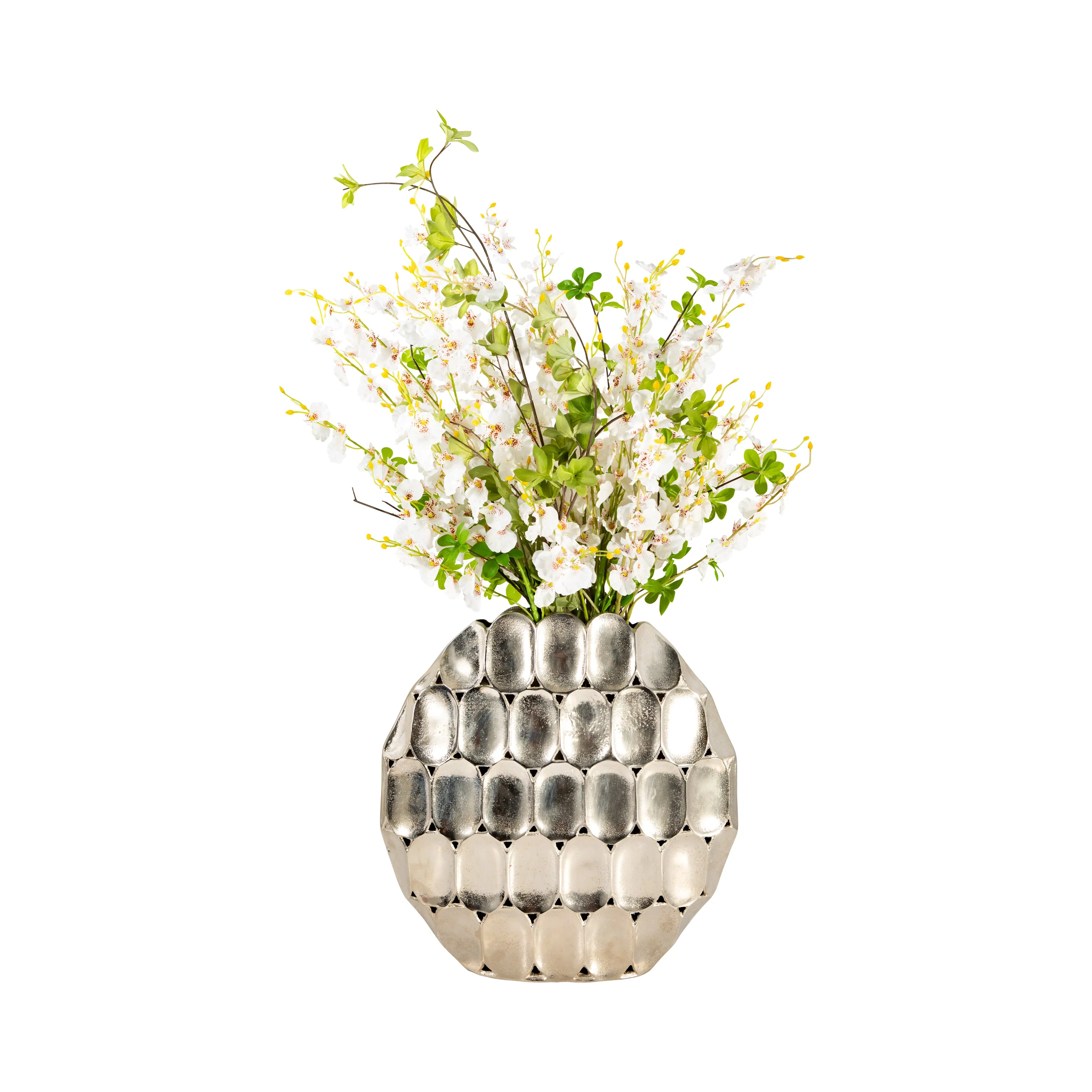 METAL, 17" OVAL VASE, SILVER