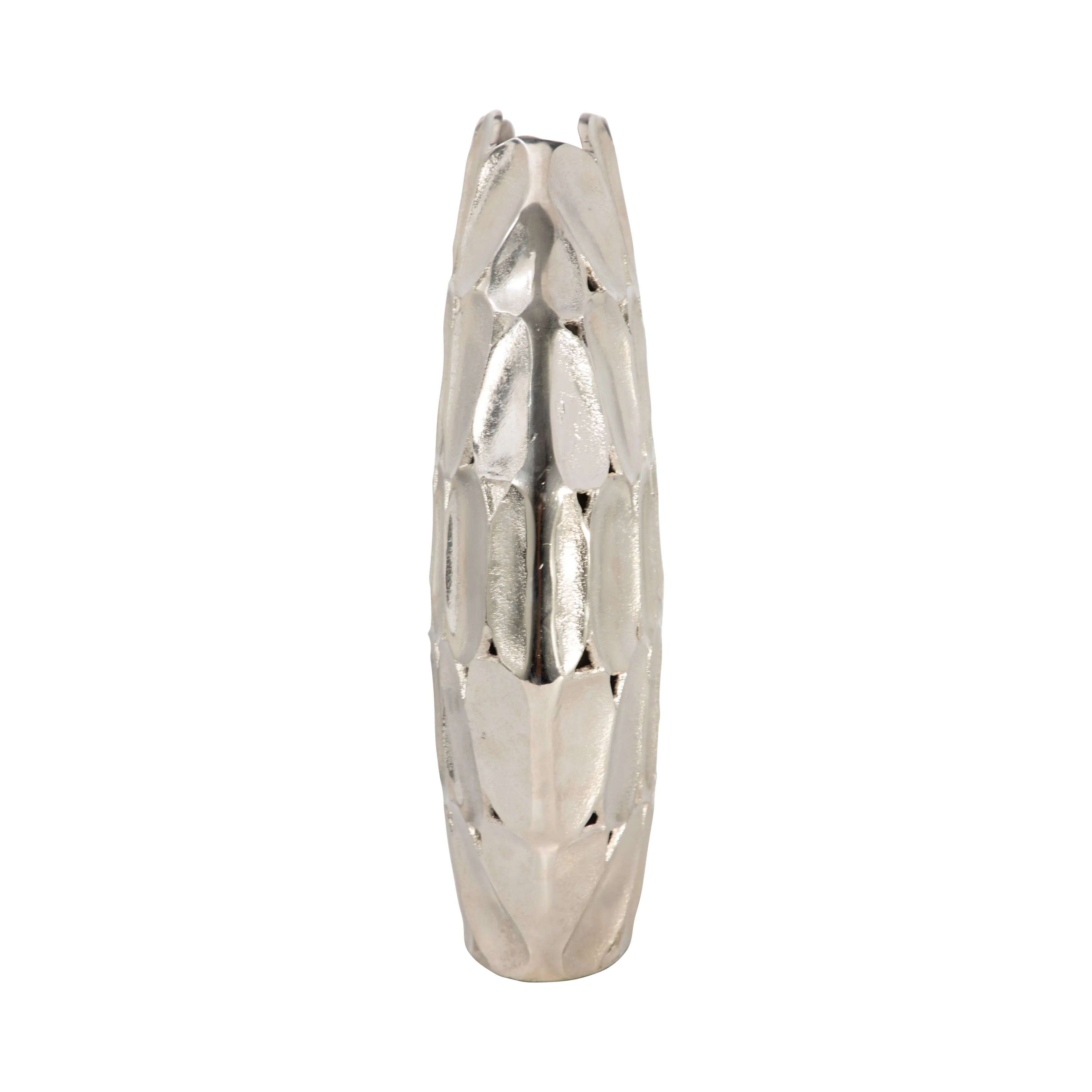 METAL, 17" OVAL VASE, SILVER