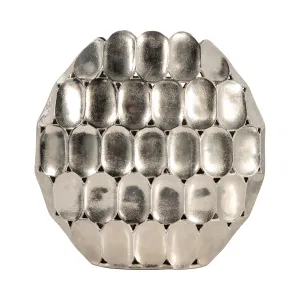 METAL, 17" OVAL VASE, SILVER