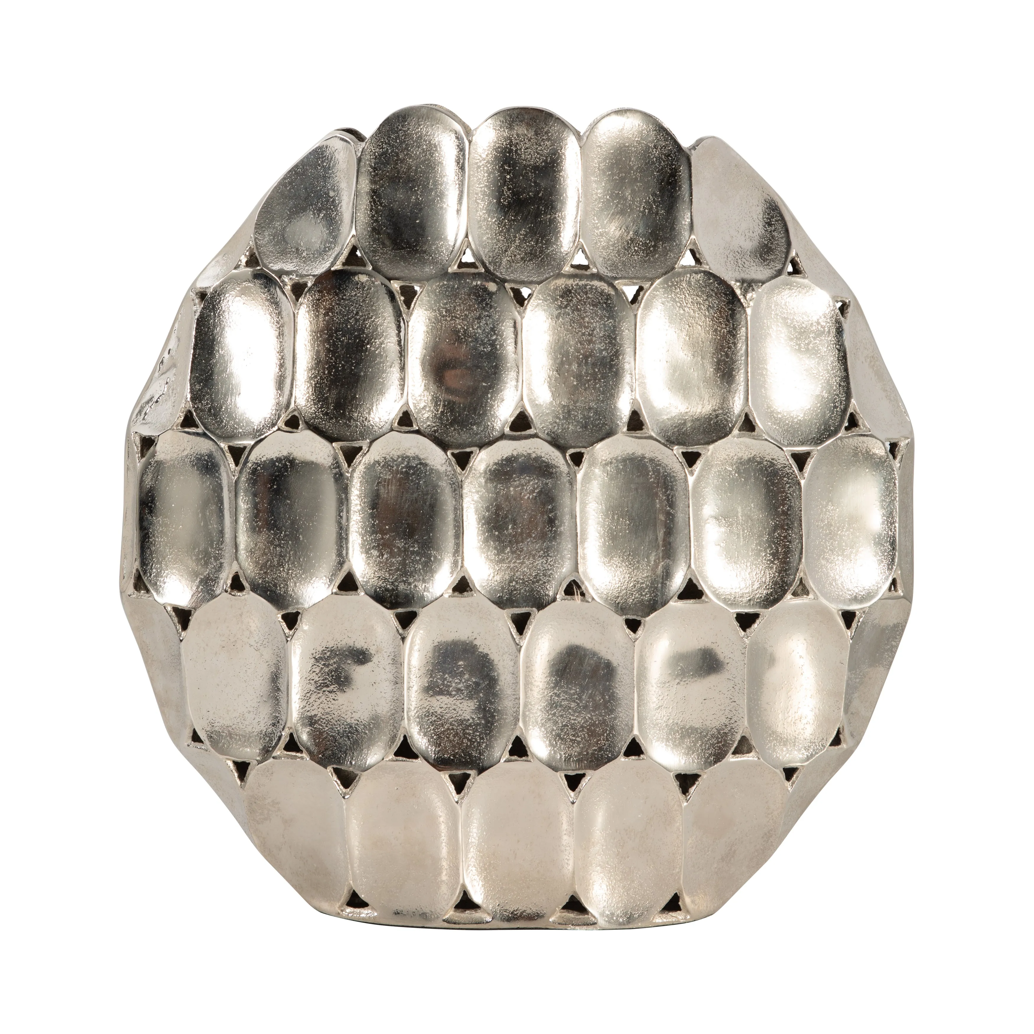 METAL, 17" OVAL VASE, SILVER