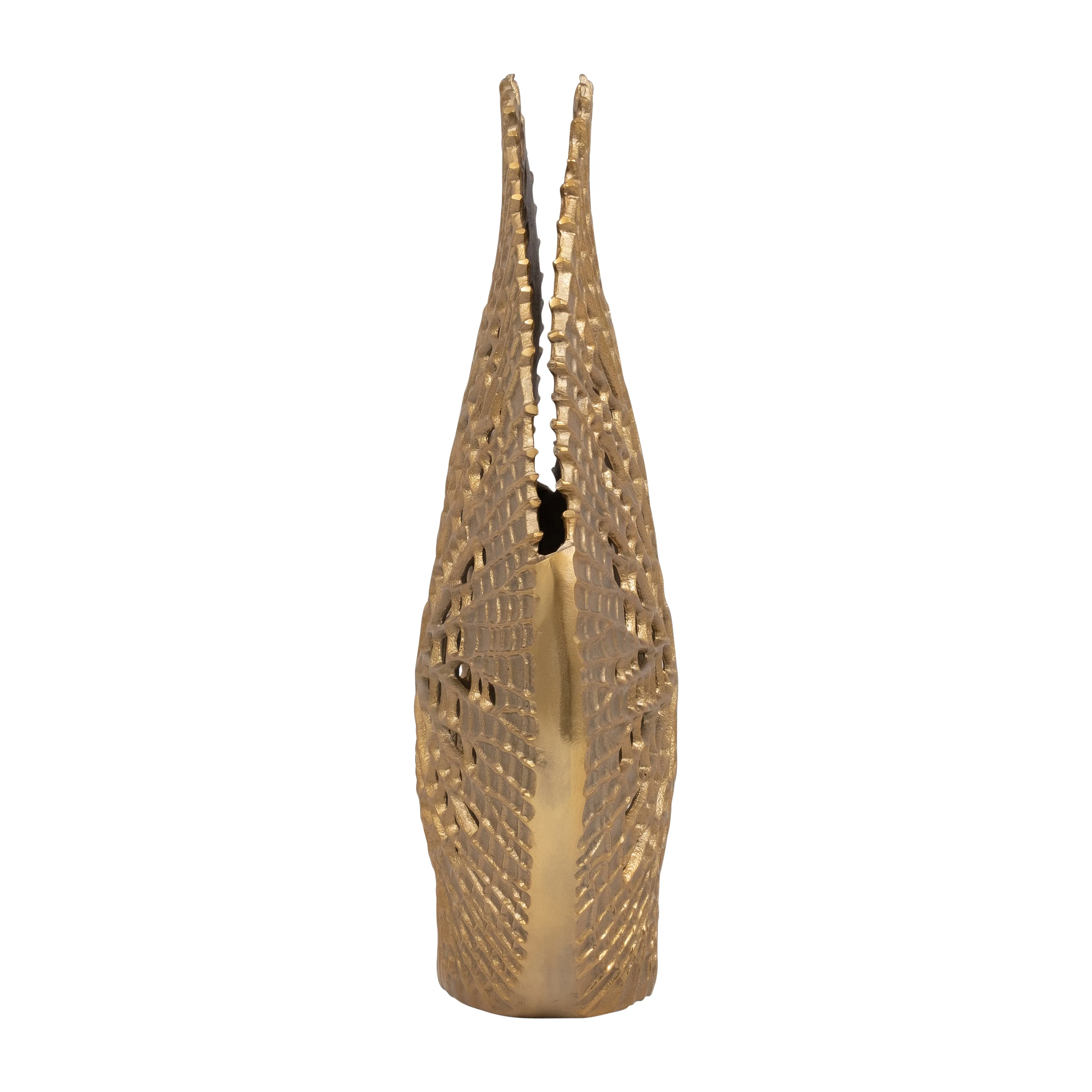 METAL, 18" CONTEMPORARY VASE, GOLD