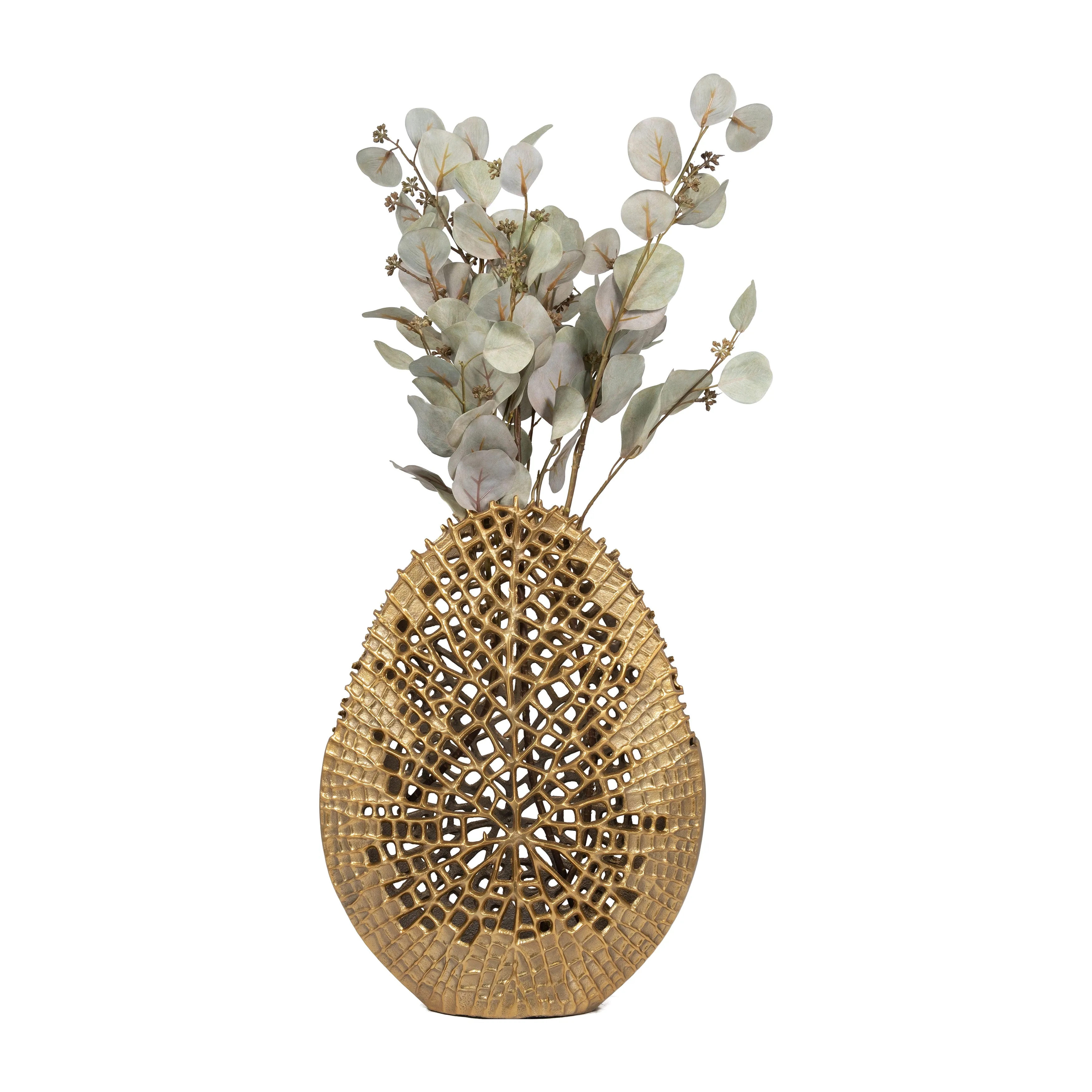 METAL, 18" CONTEMPORARY VASE, GOLD