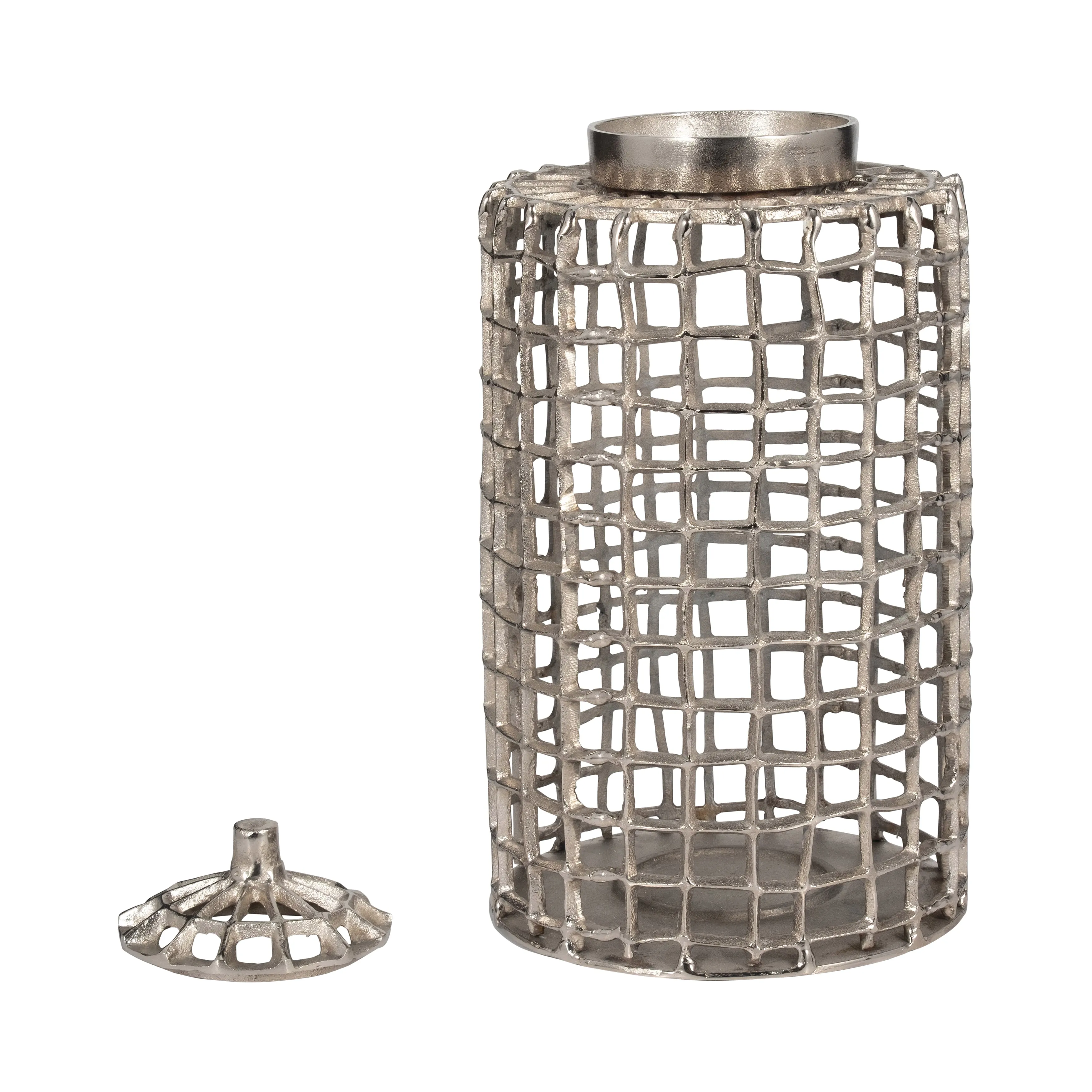 METAL, 18" LIDDED JAR, SILVER