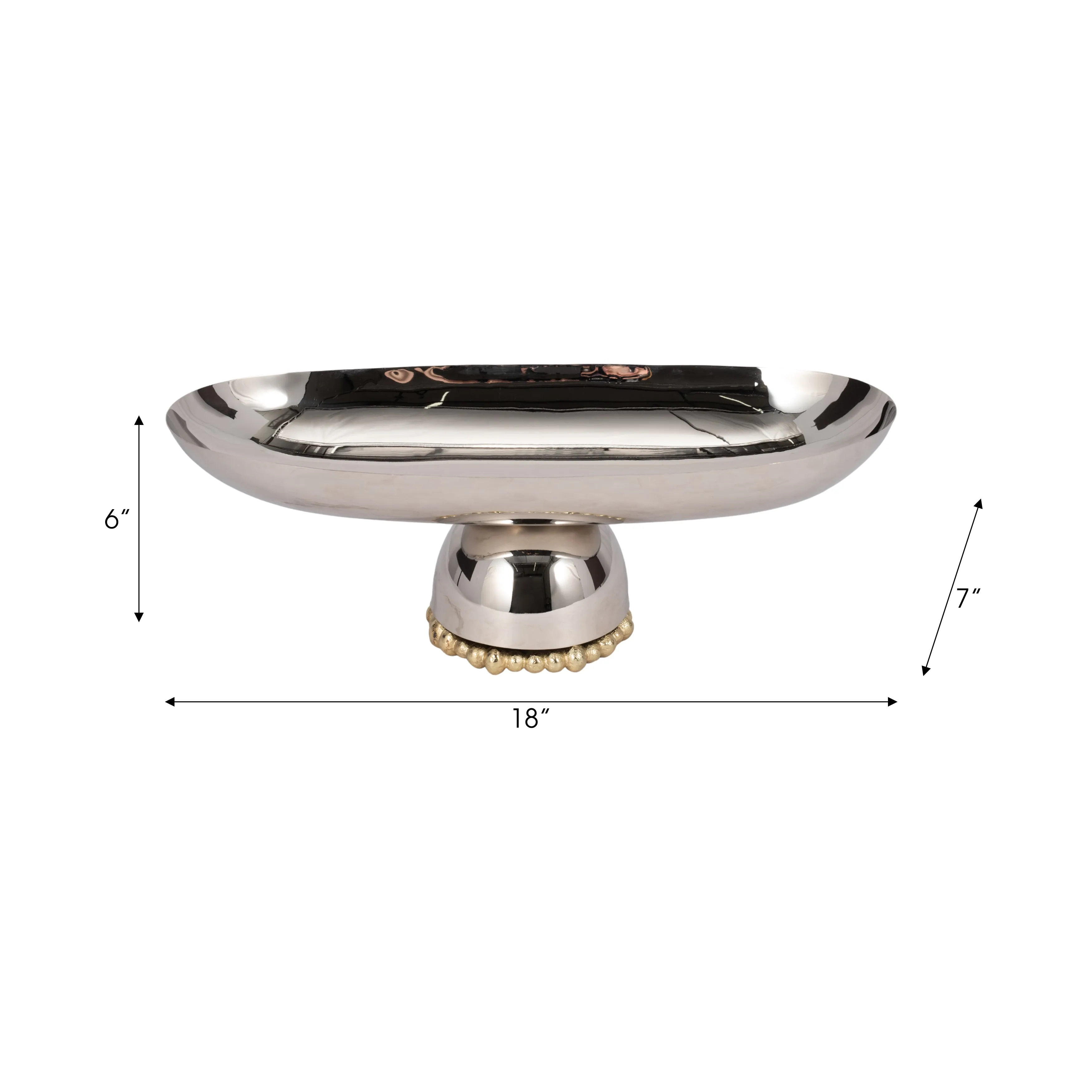 Metal, 18" Oval Plate W/ Base, Silver