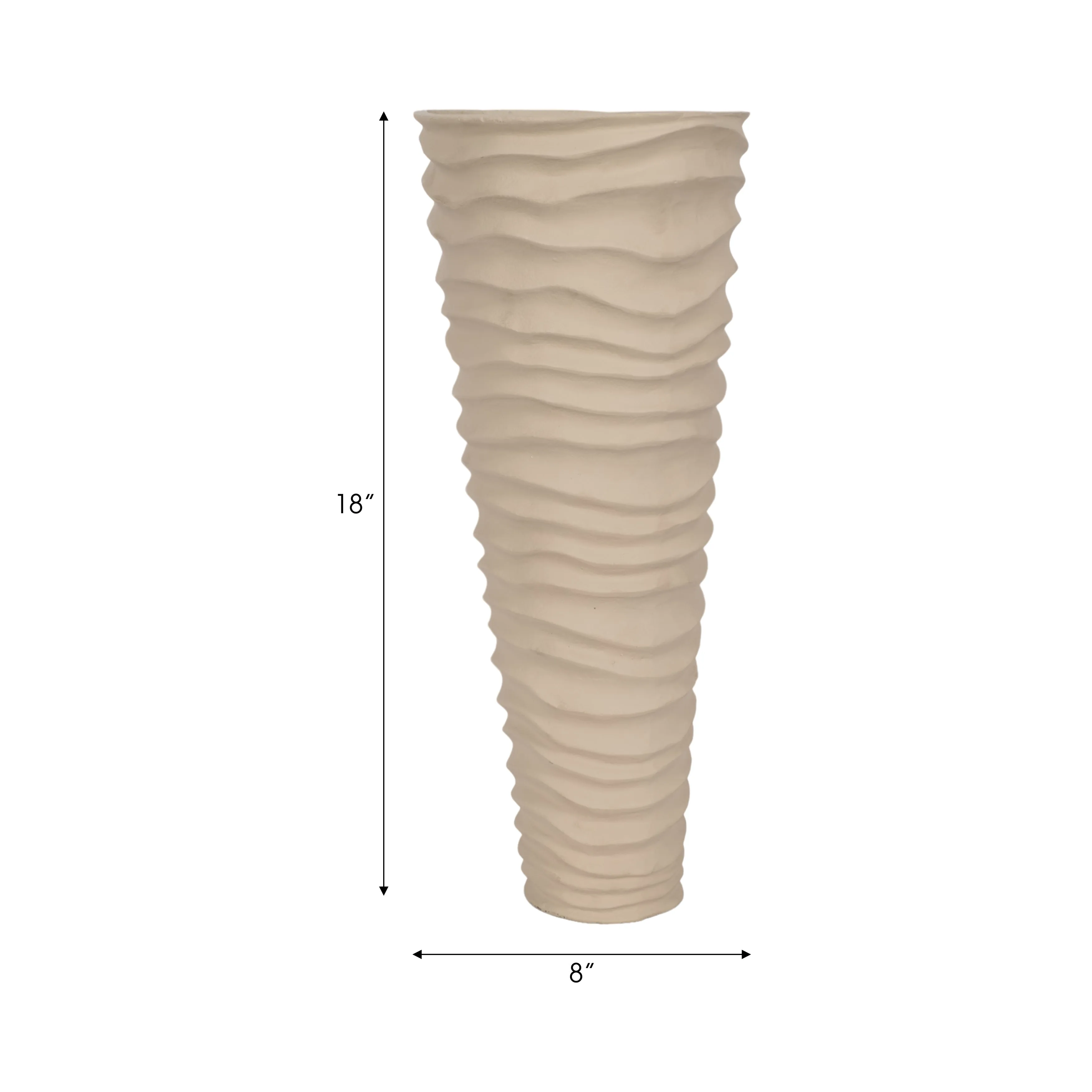 METAL 18", RUGGED VASE, IVORY/NICKEL
