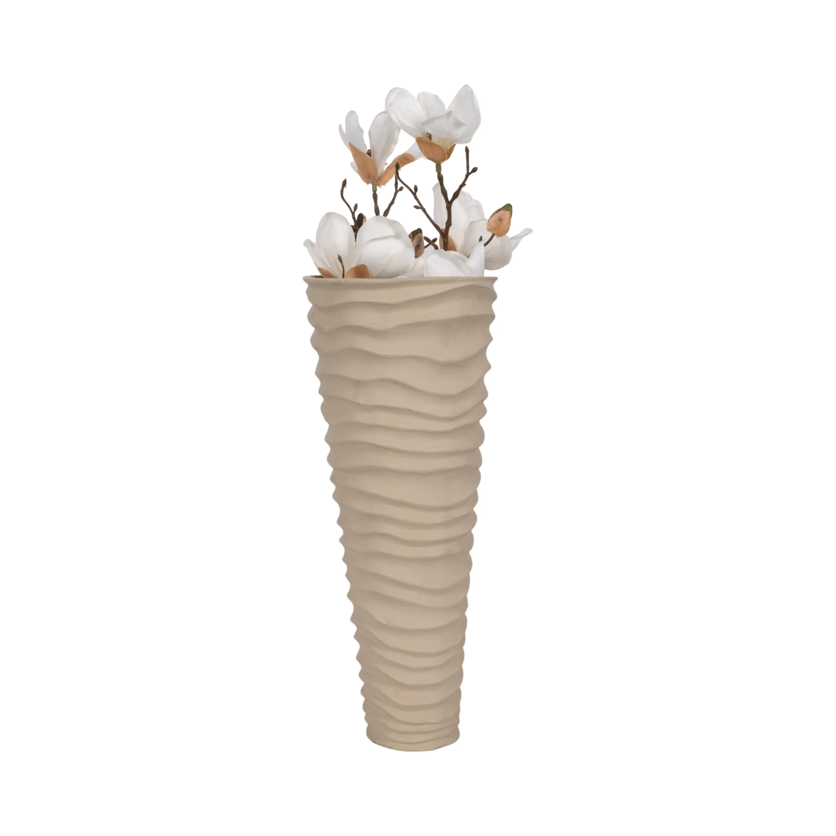 METAL 18", RUGGED VASE, IVORY/NICKEL