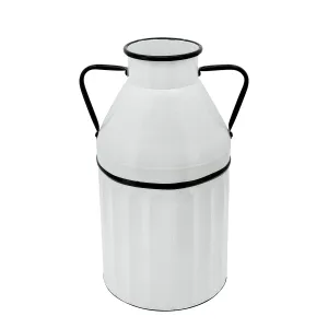 METAL 18"H MILK BUCKET, WHITE