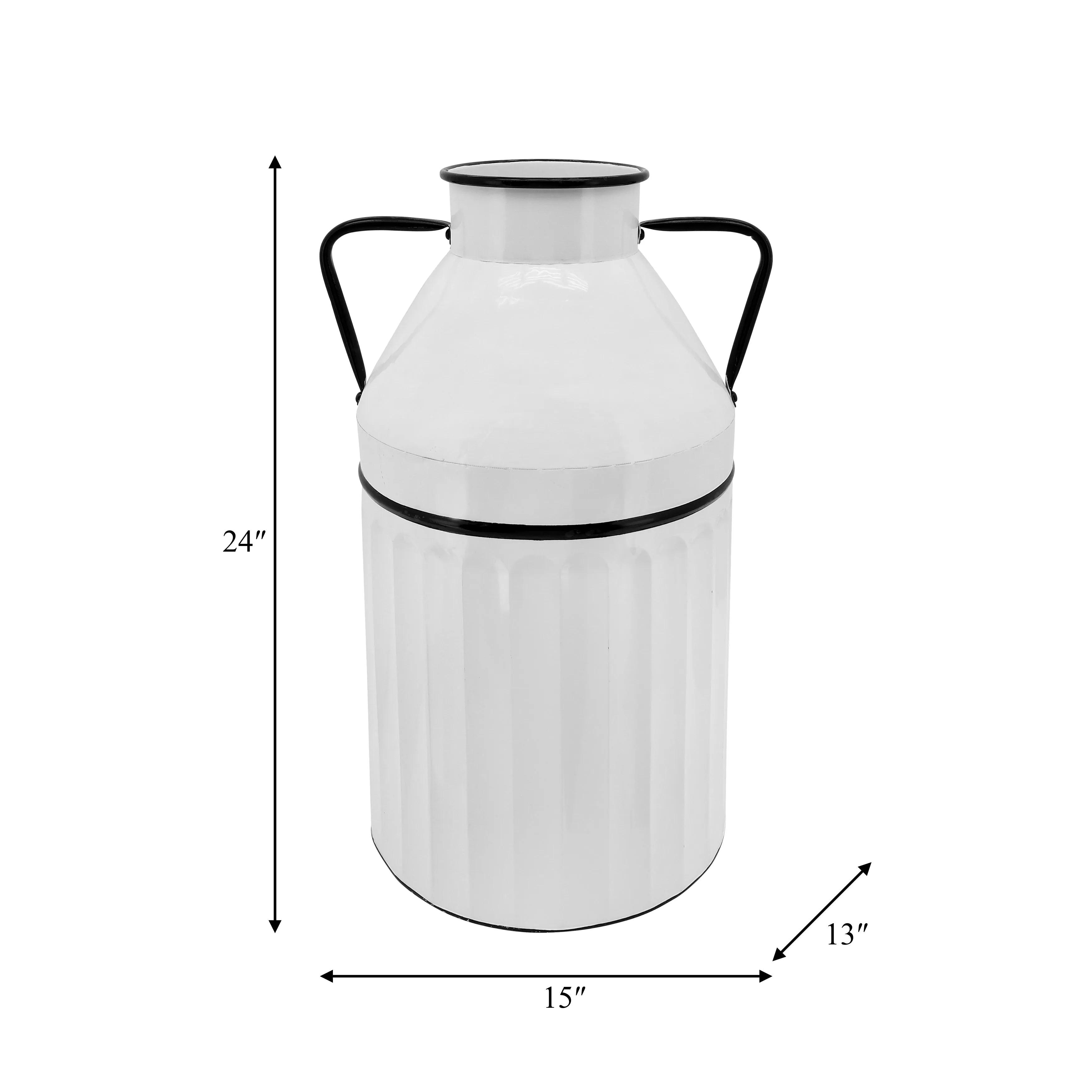 METAL 24"H MILK BUCKET, WHITE