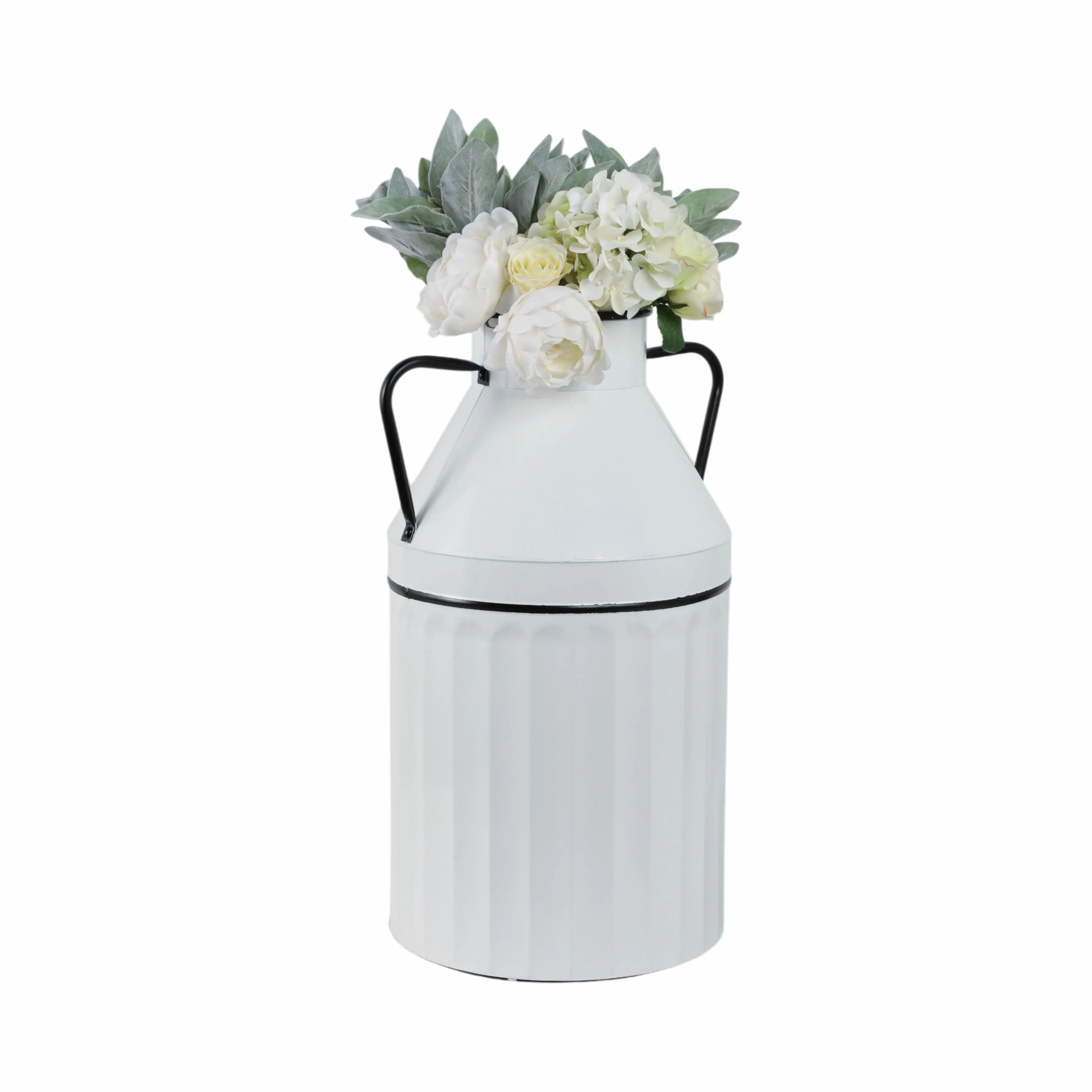 METAL 24"H MILK BUCKET, WHITE