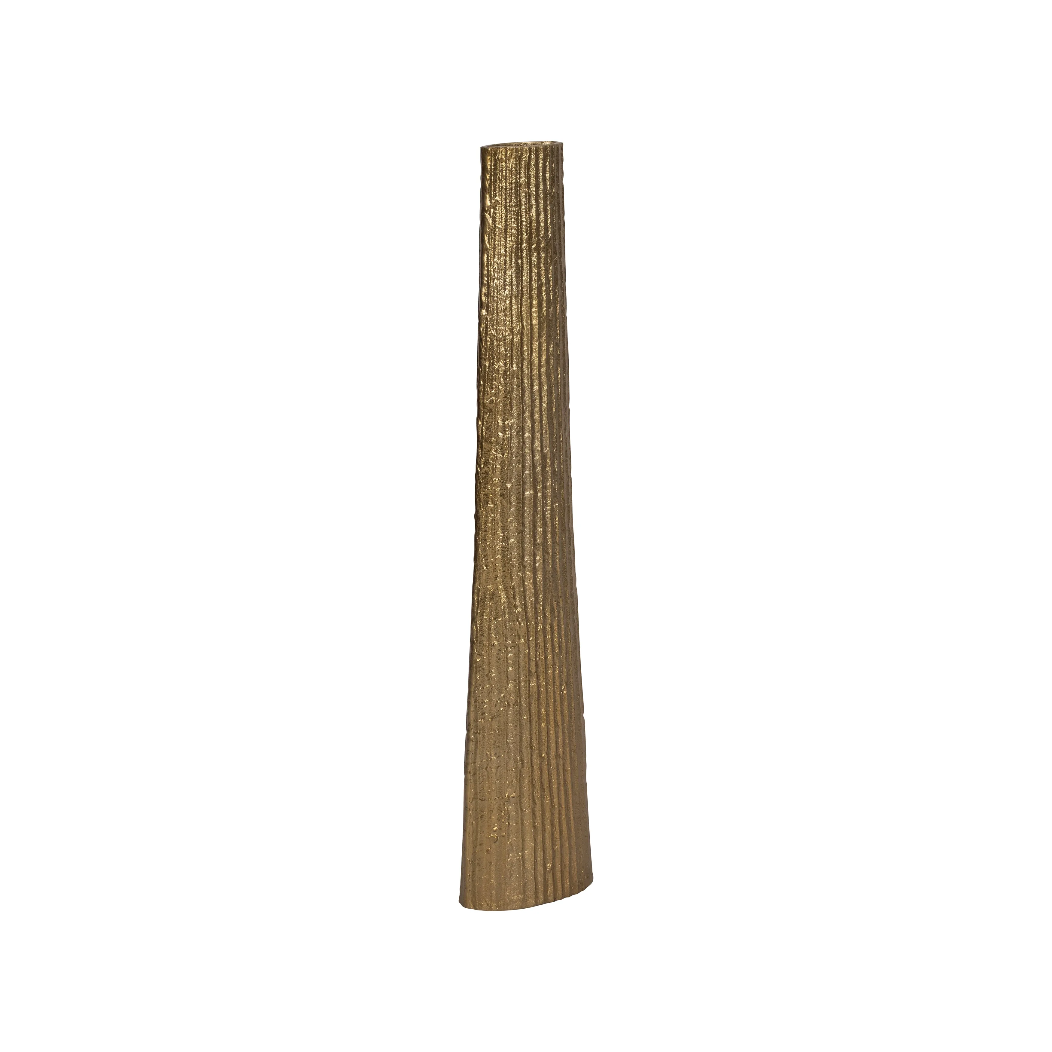 METAL, 35" RIBBED FLOOR VASE, GOLD