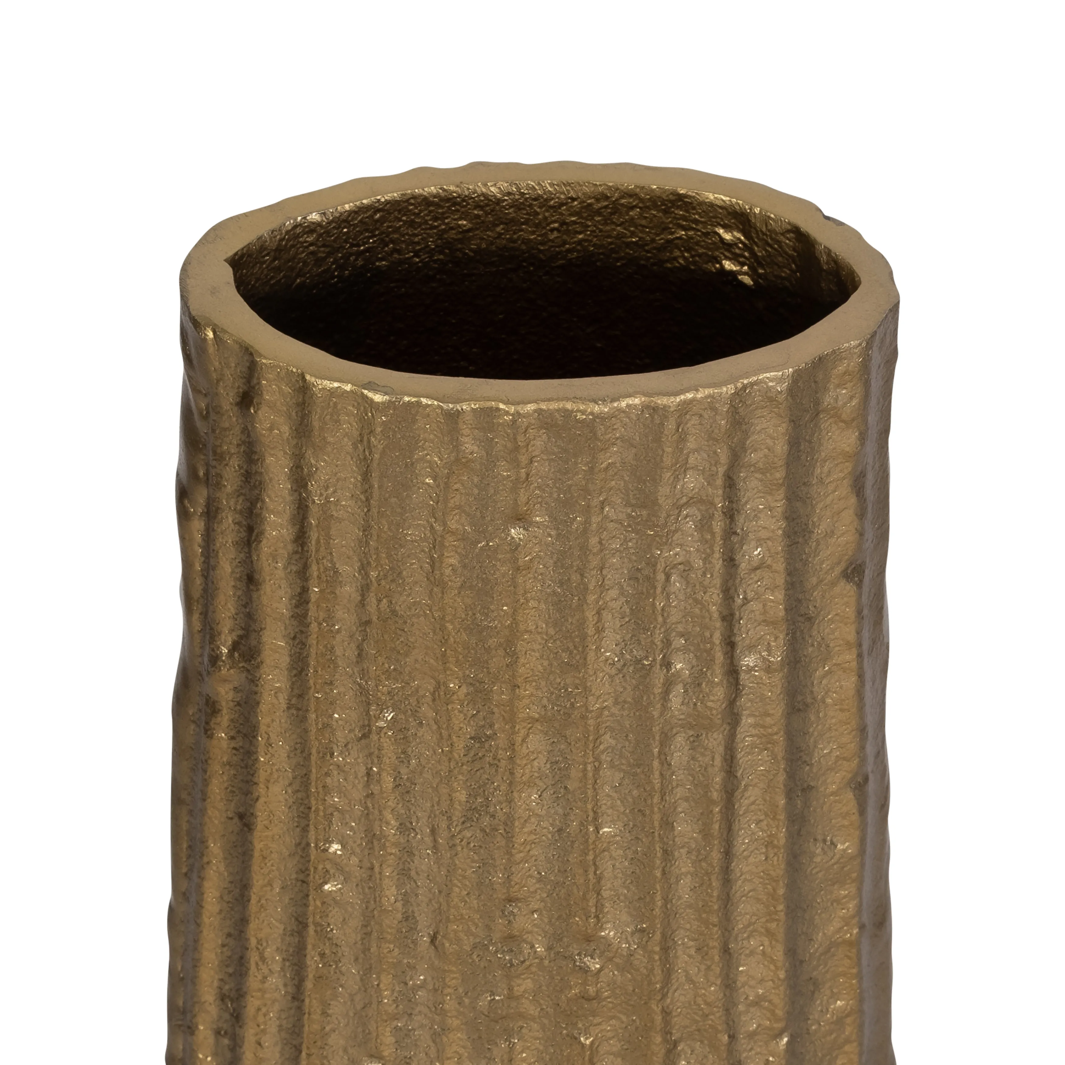 METAL, 35" RIBBED FLOOR VASE, GOLD