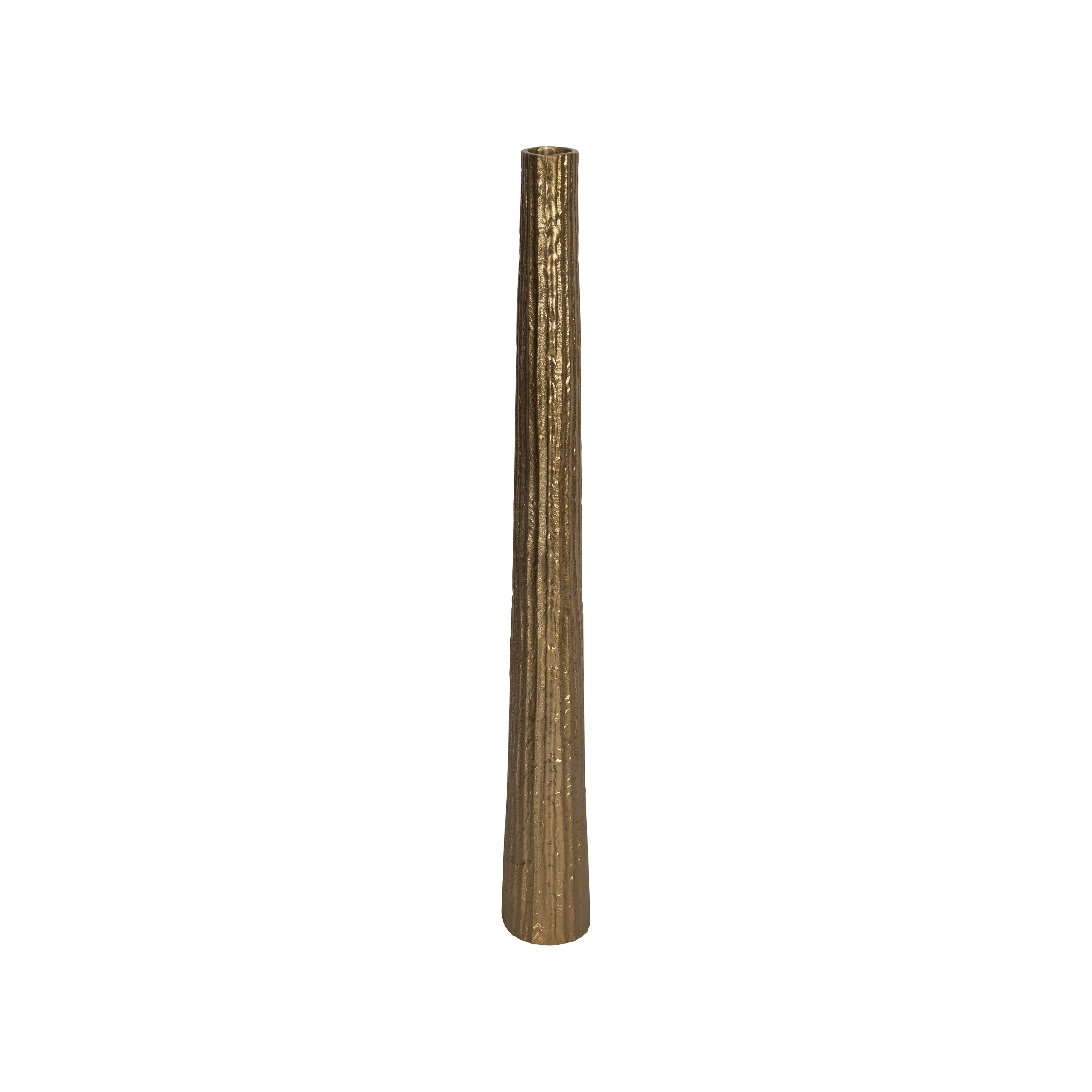 METAL, 35" RIBBED FLOOR VASE, GOLD