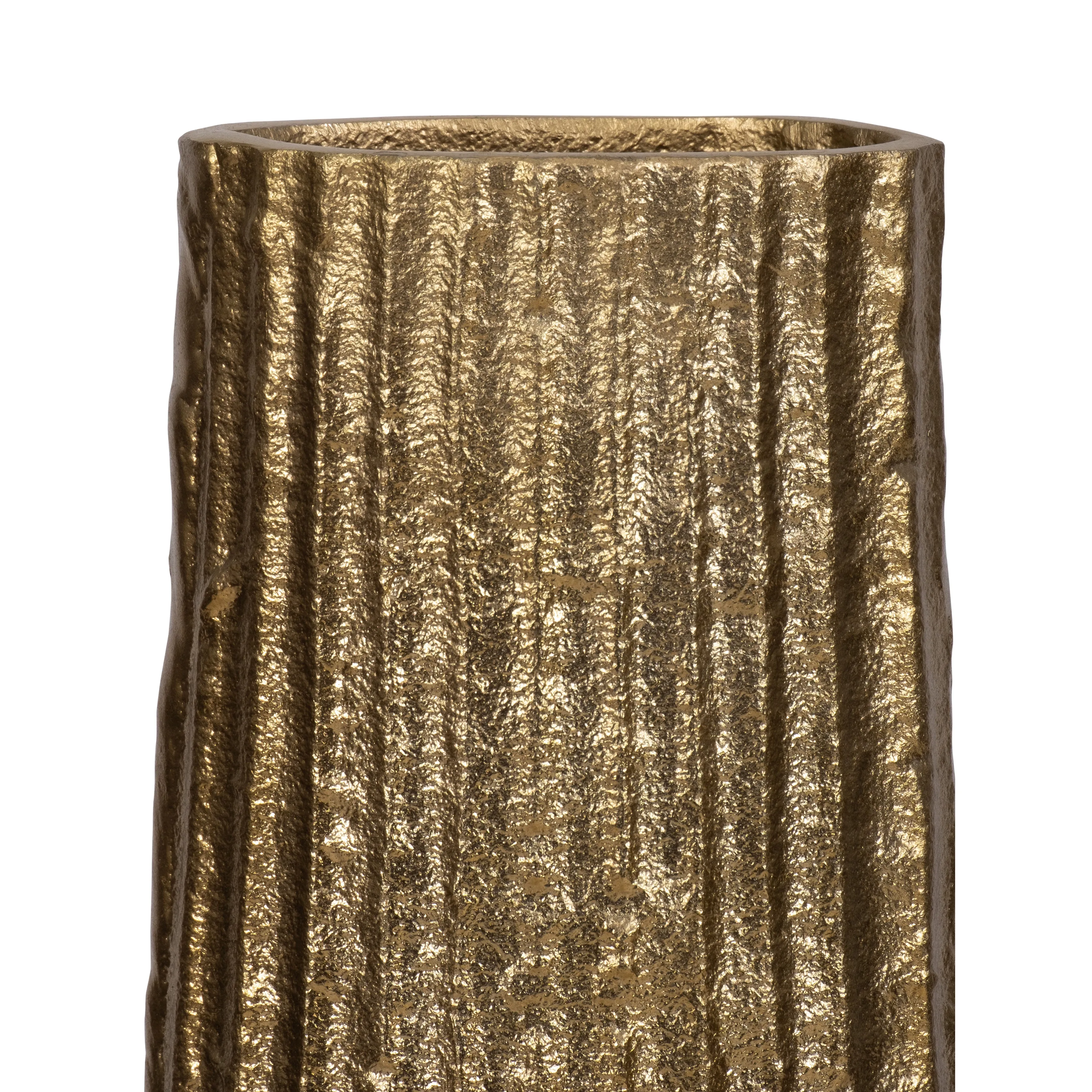 METAL, 35" RIBBED FLOOR VASE, GOLD