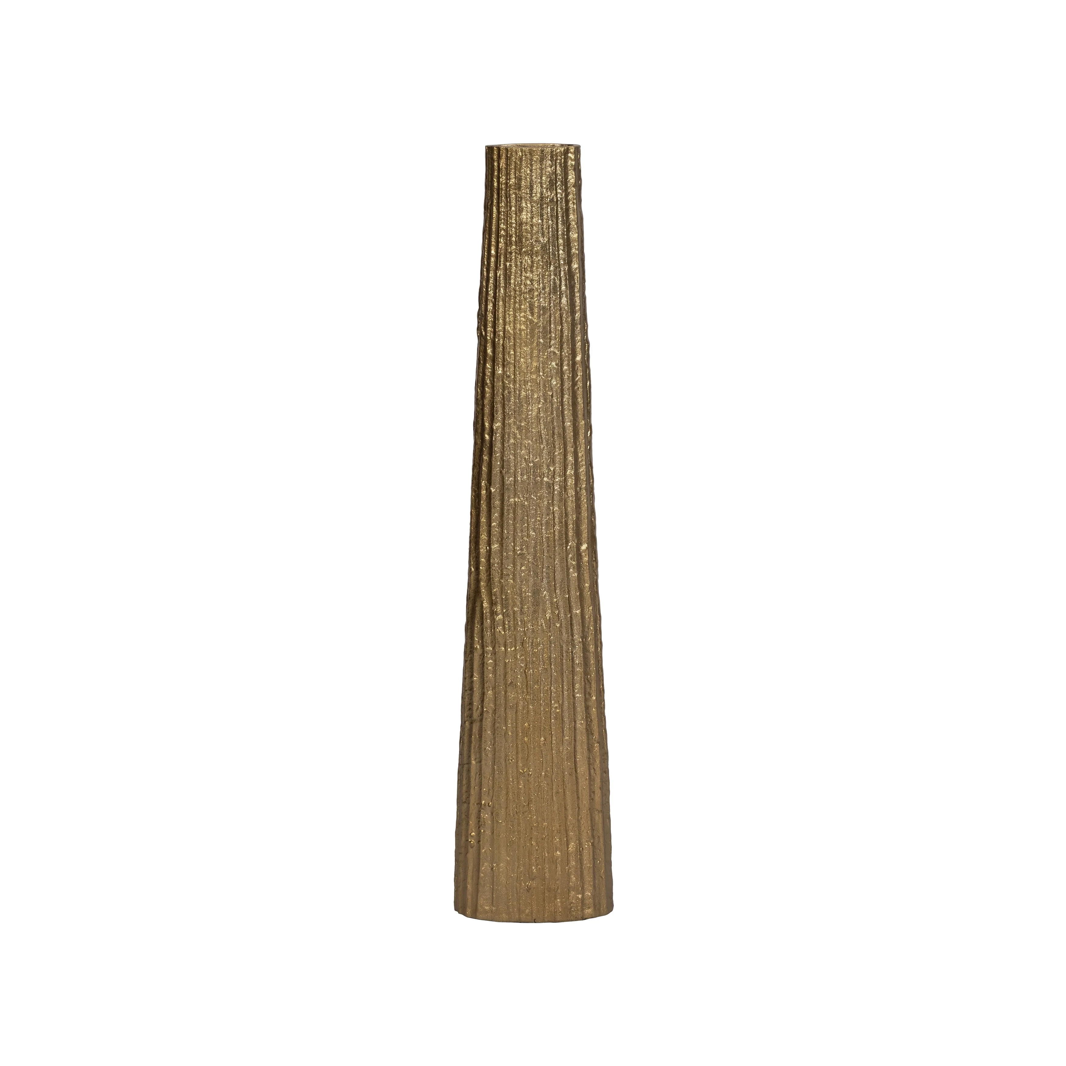 METAL, 35" RIBBED FLOOR VASE, GOLD