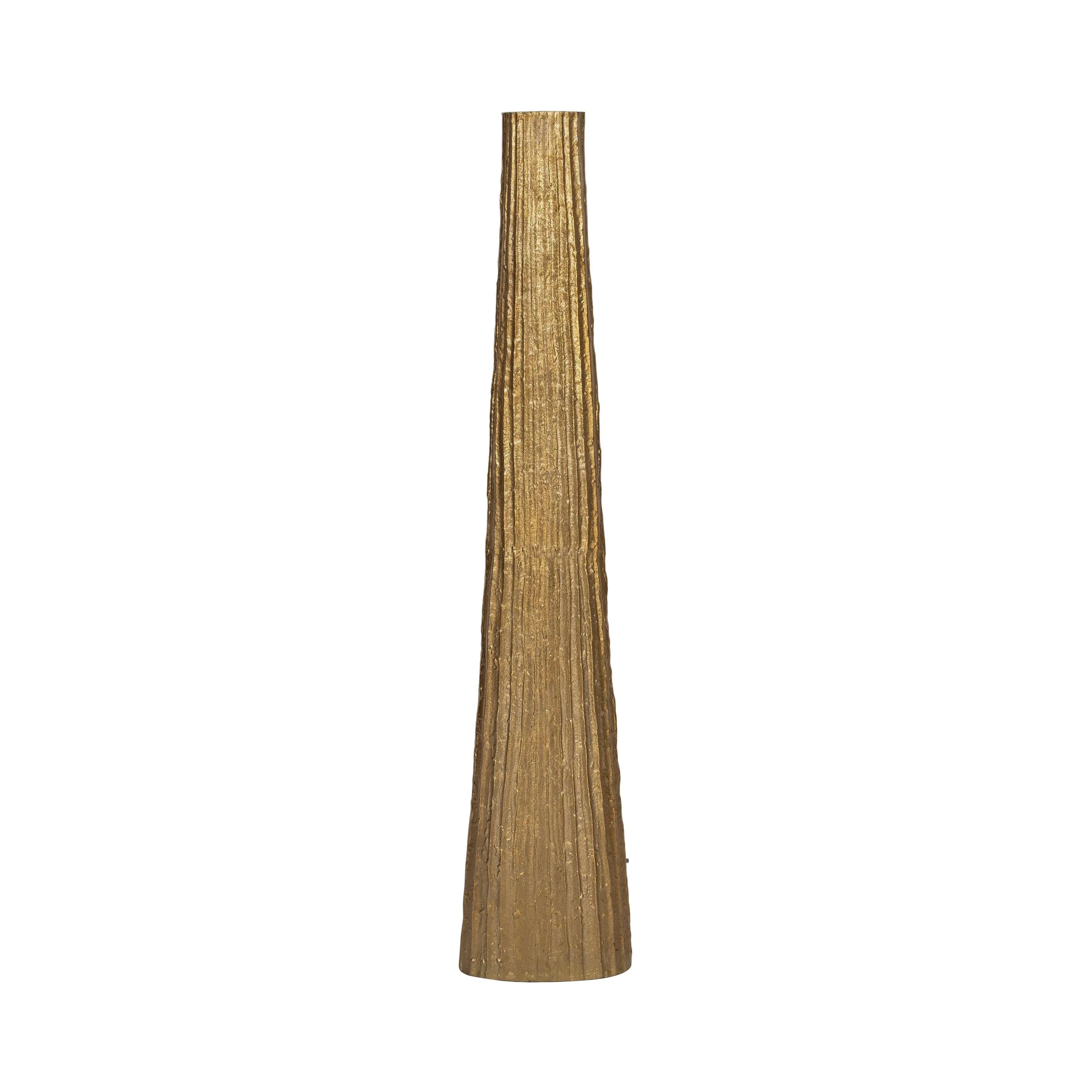 METAL, 48" RIBBED FLOOR VASE, GOLD