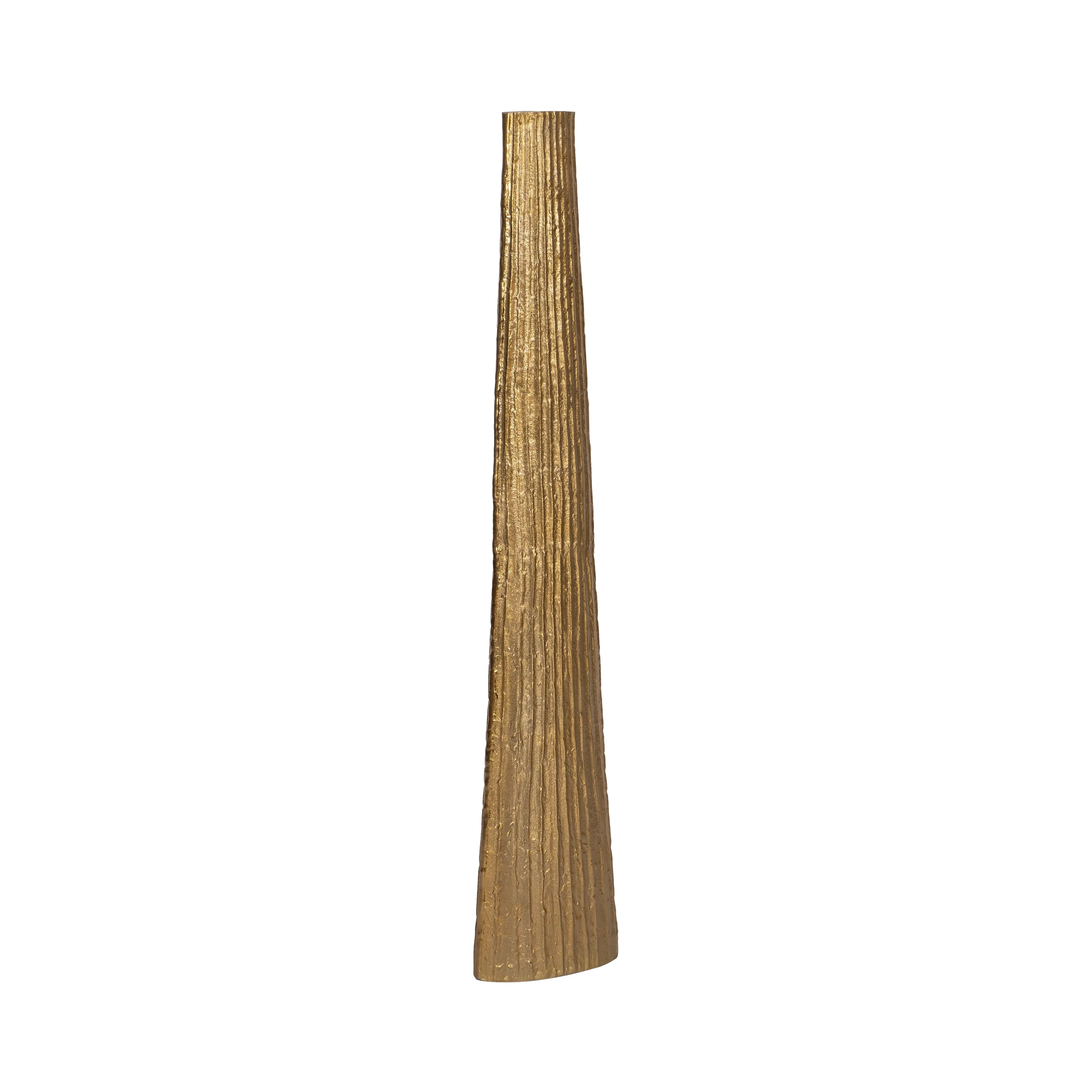 METAL, 48" RIBBED FLOOR VASE, GOLD