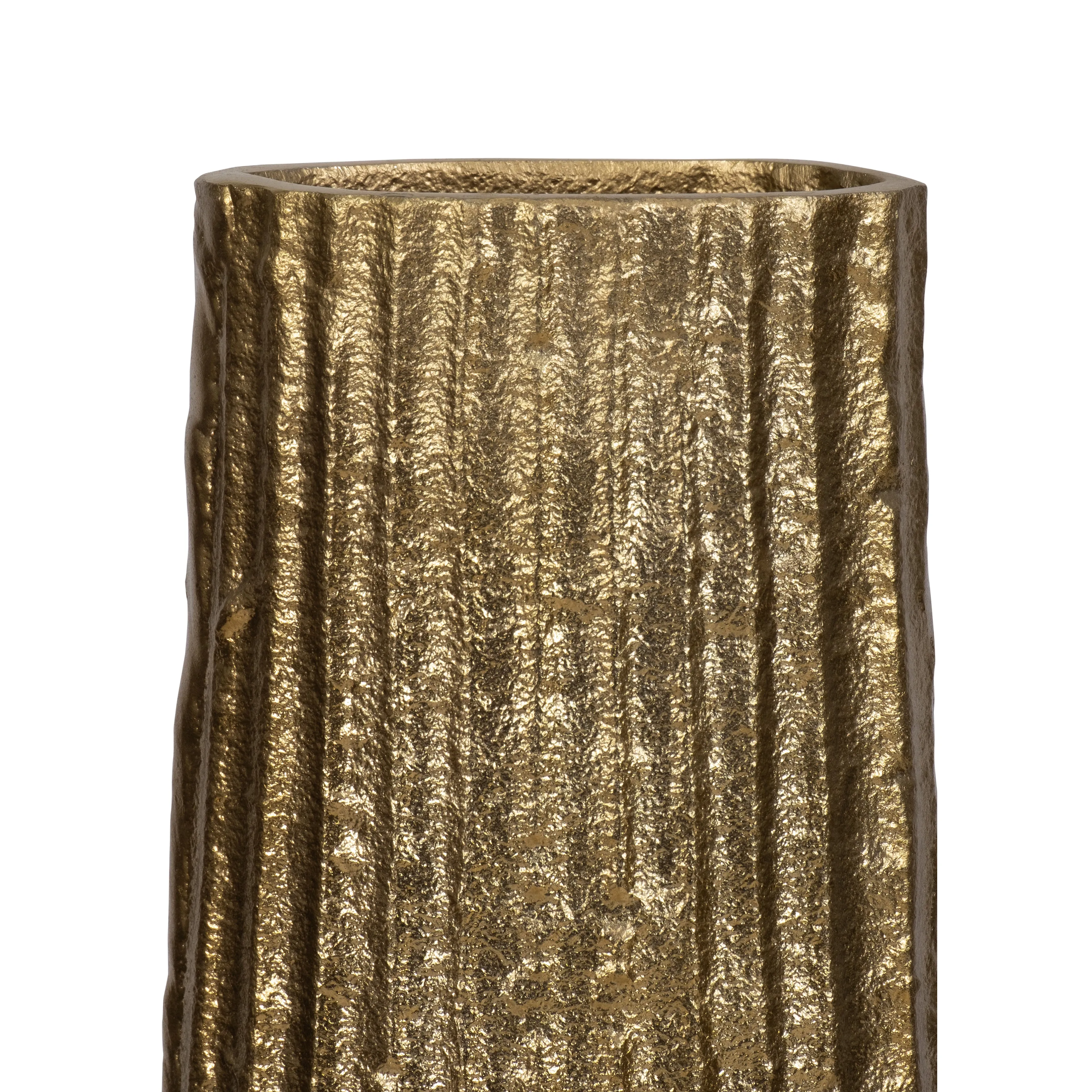 METAL, 48" RIBBED FLOOR VASE, GOLD