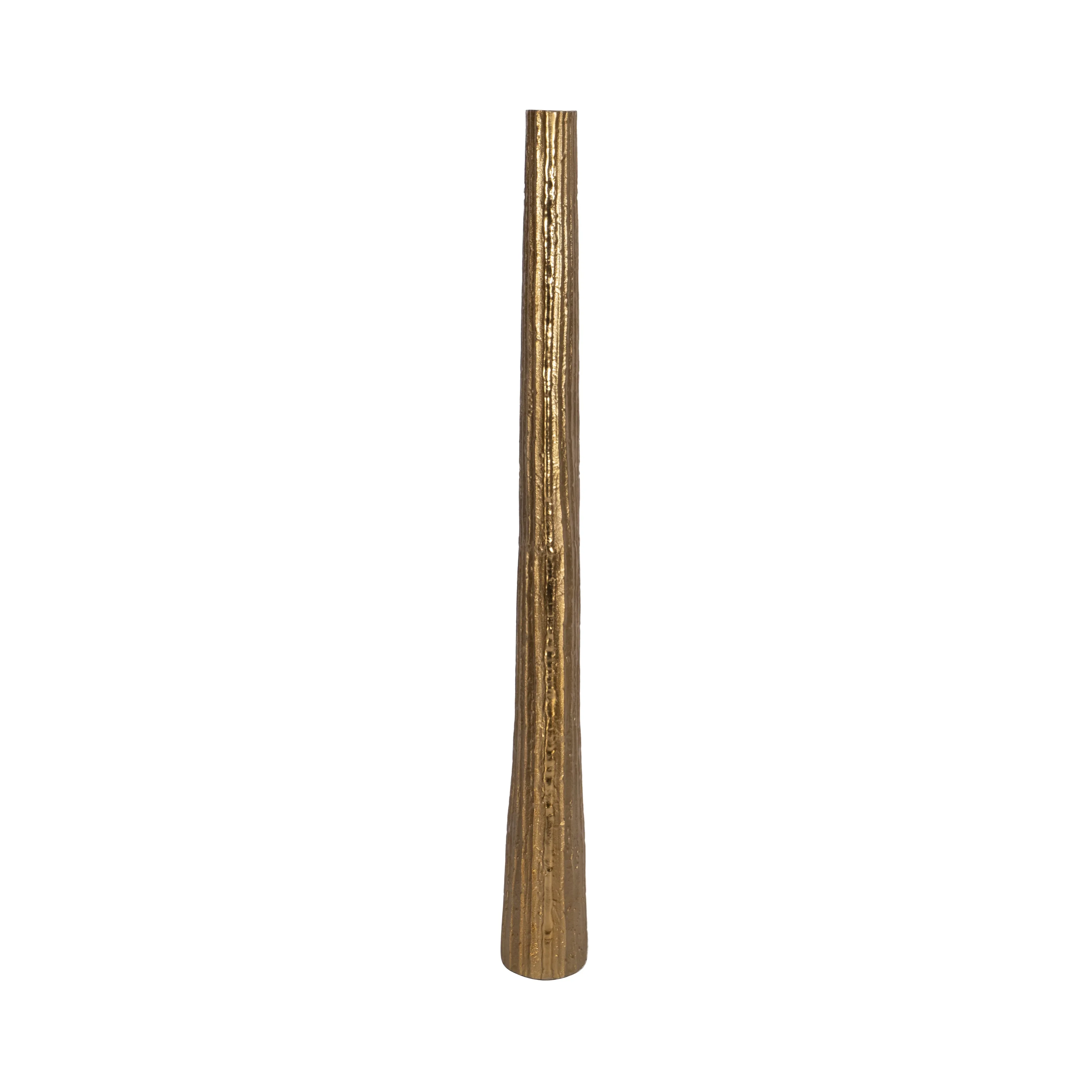 METAL, 48" RIBBED FLOOR VASE, GOLD