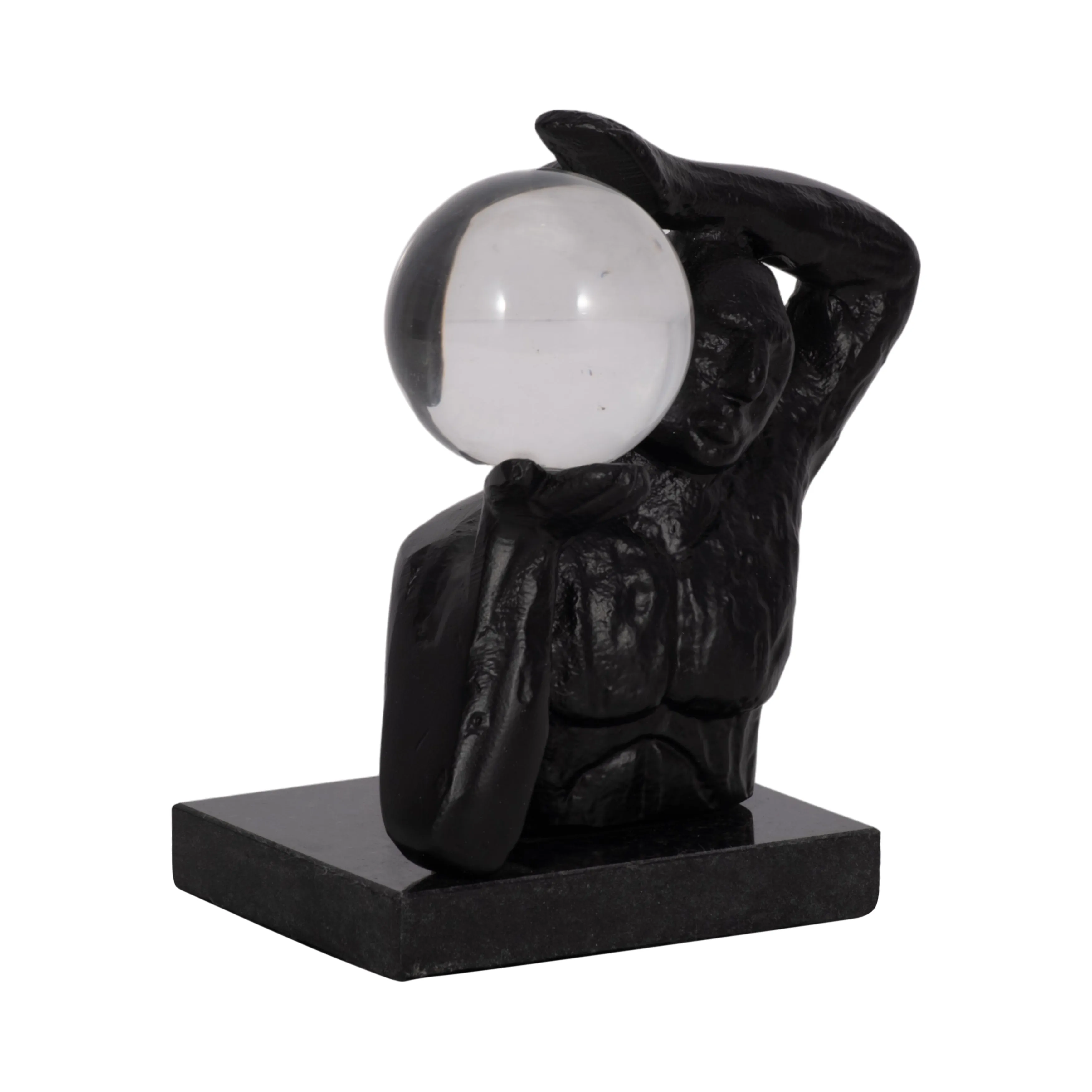 Metal, 6" Weight On Shoulders W/ Acrylic Ball, Bla