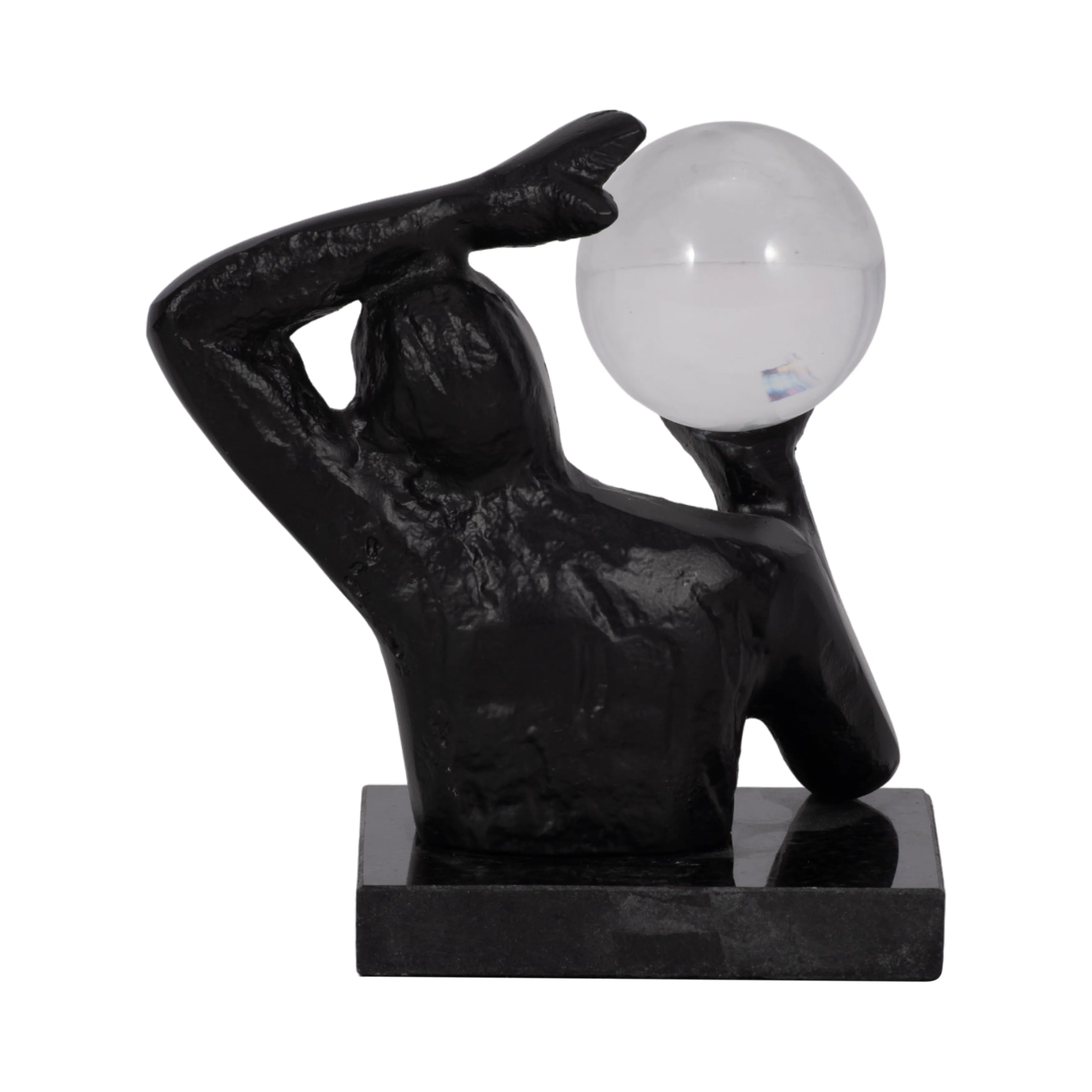 Metal, 6" Weight On Shoulders W/ Acrylic Ball, Bla