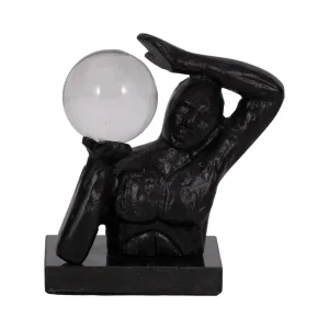 Metal, 6" Weight On Shoulders W/ Acrylic Ball, Bla