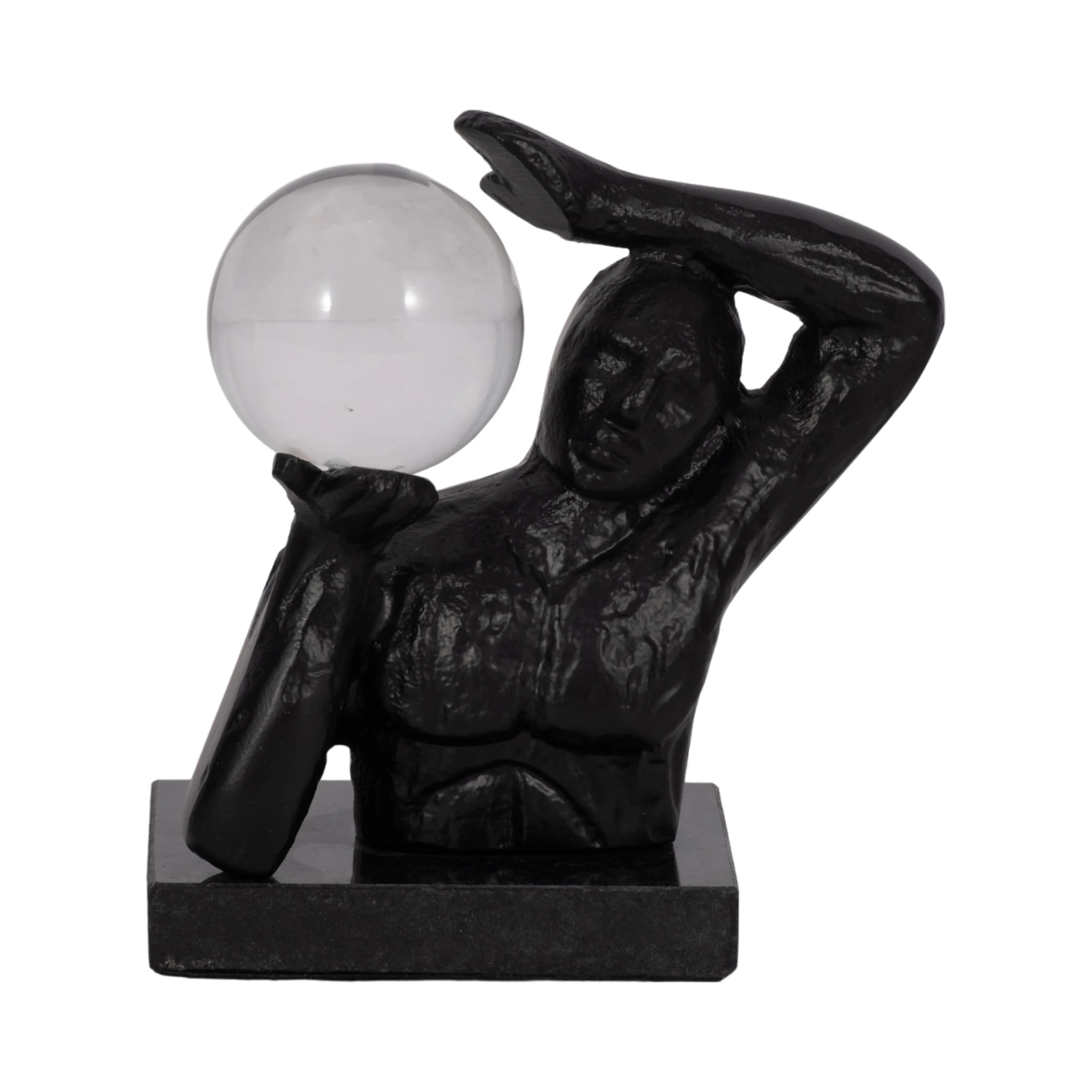 Metal, 6" Weight On Shoulders W/ Acrylic Ball, Bla