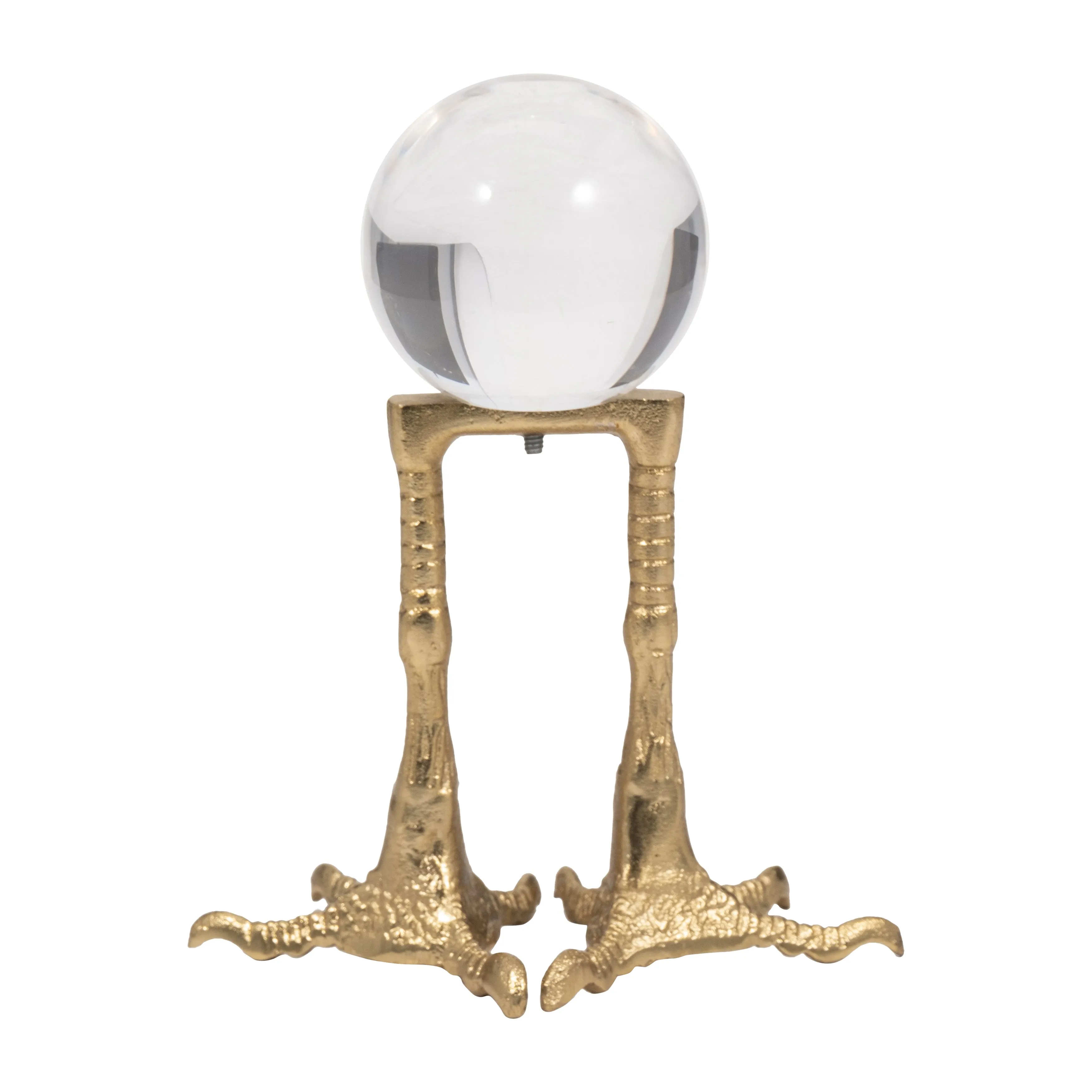 Metal, 8" Bird Feet Holding Acrylic Ball, Gold