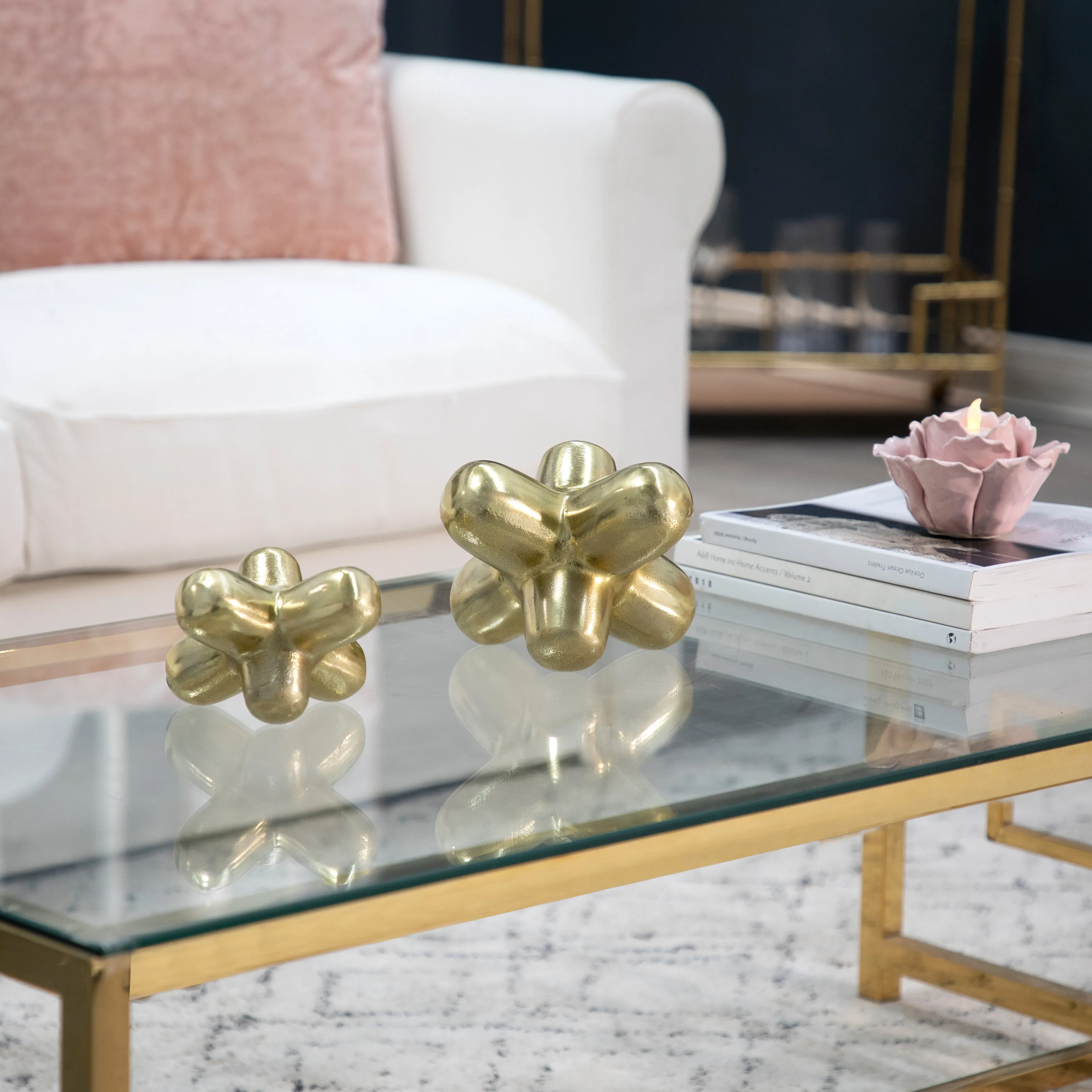 METAL 8" GEOMETRIC ORB, GOLD