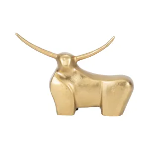 METAL, 8" STANDING BULL, GOLD