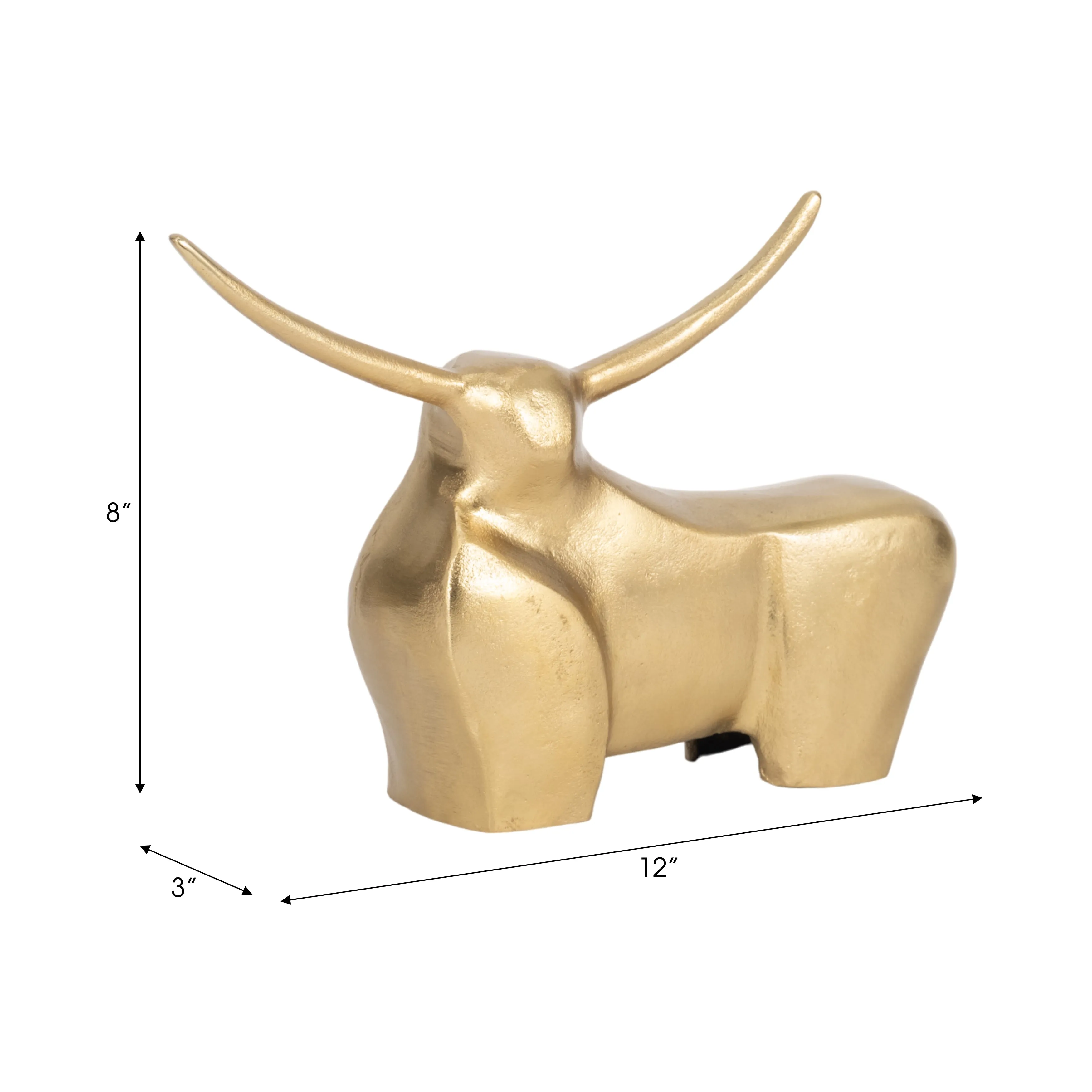 METAL, 8" STANDING BULL, GOLD