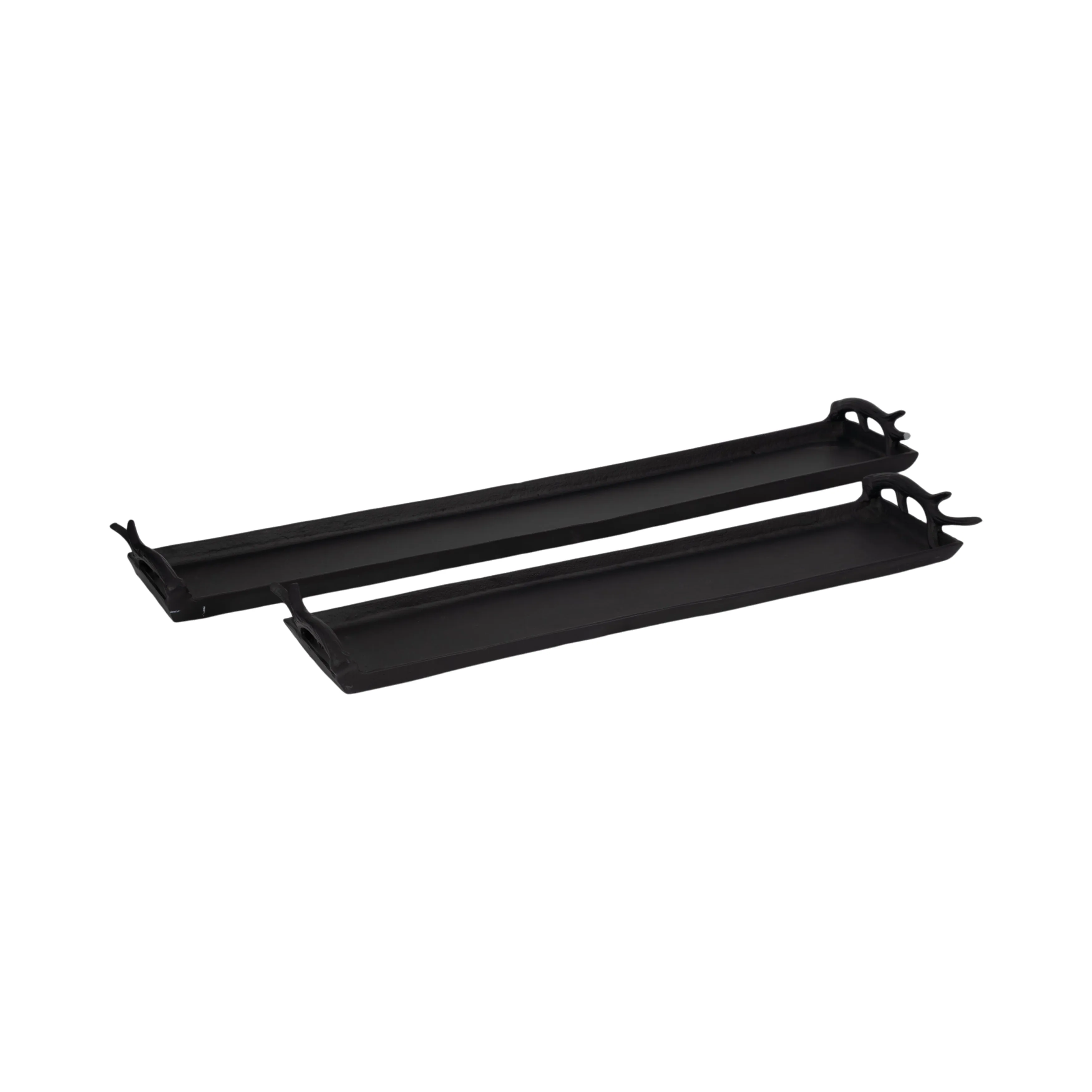 Metal, S/2 27/35" Trays W/ Antler Handle, Black