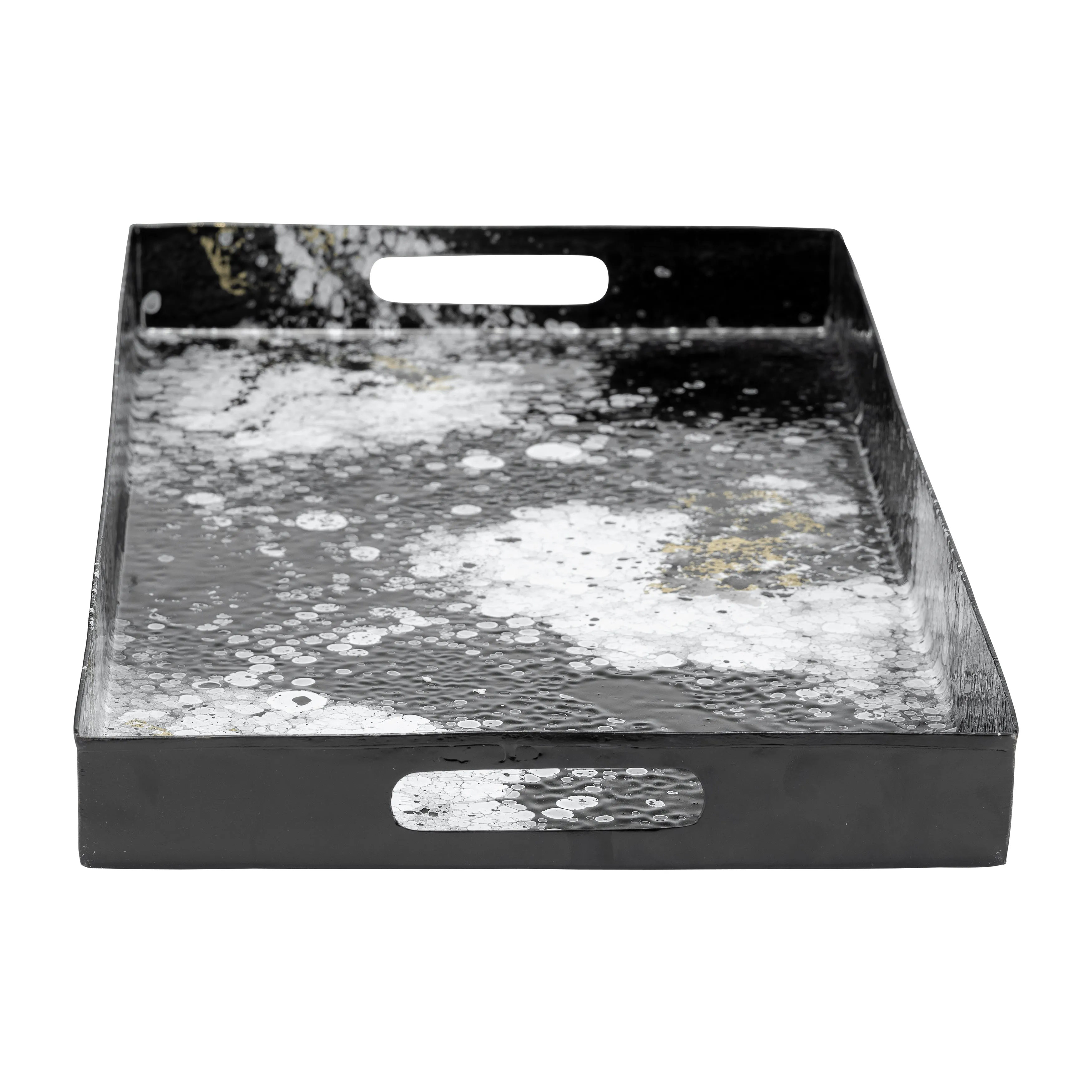 METAL, S/3 18/22/25" RECTANGULAR TRAYS, BLACK/WHIT