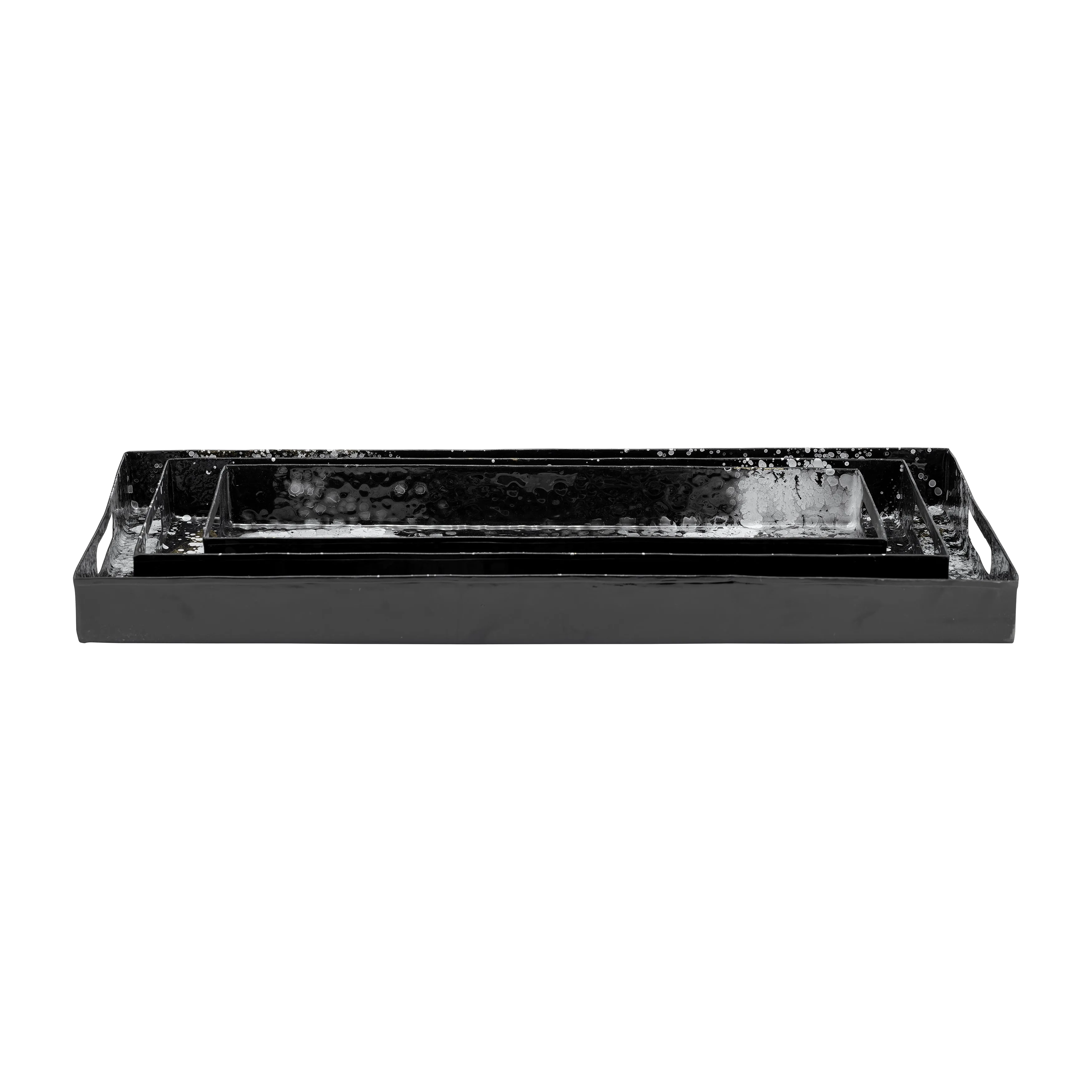METAL, S/3 18/22/25" RECTANGULAR TRAYS, BLACK/WHIT