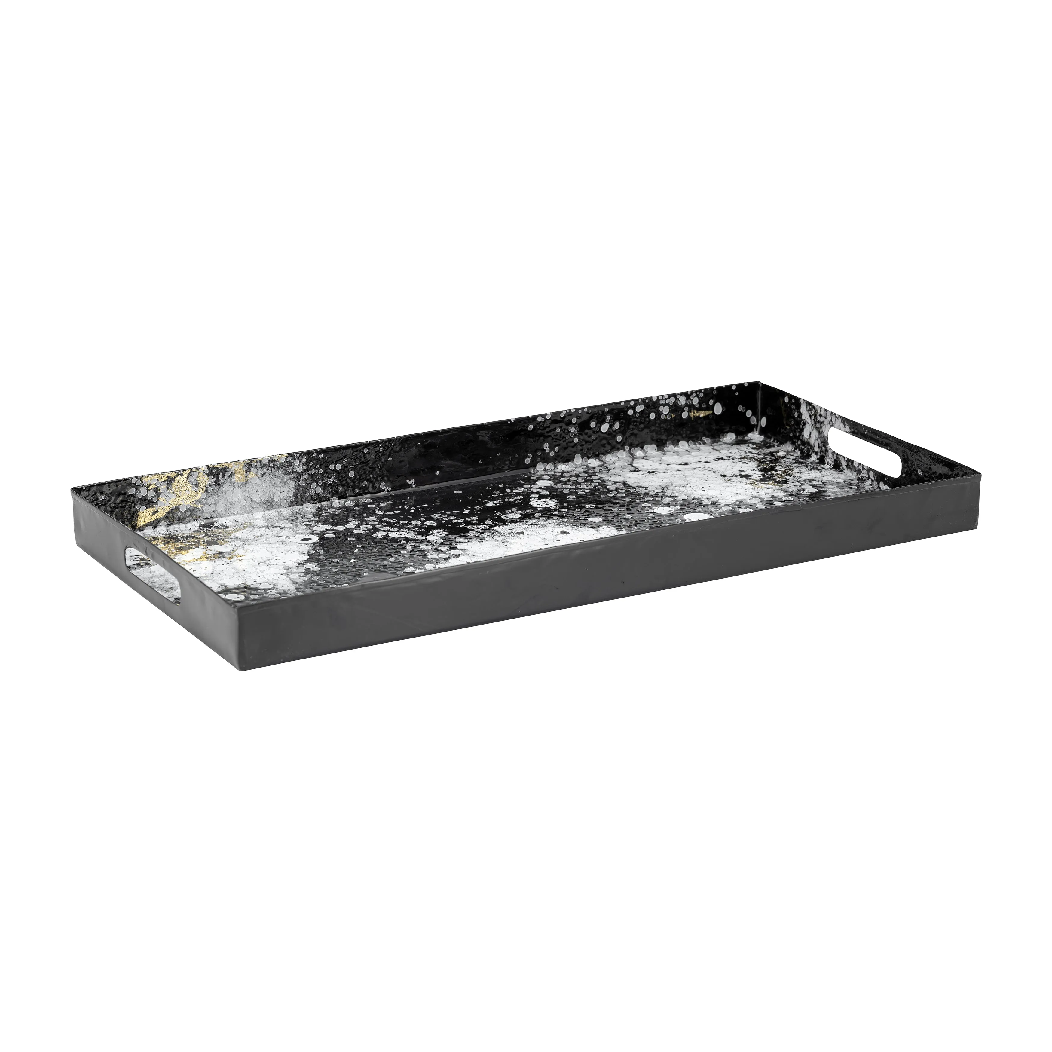 METAL, S/3 18/22/25" RECTANGULAR TRAYS, BLACK/WHIT