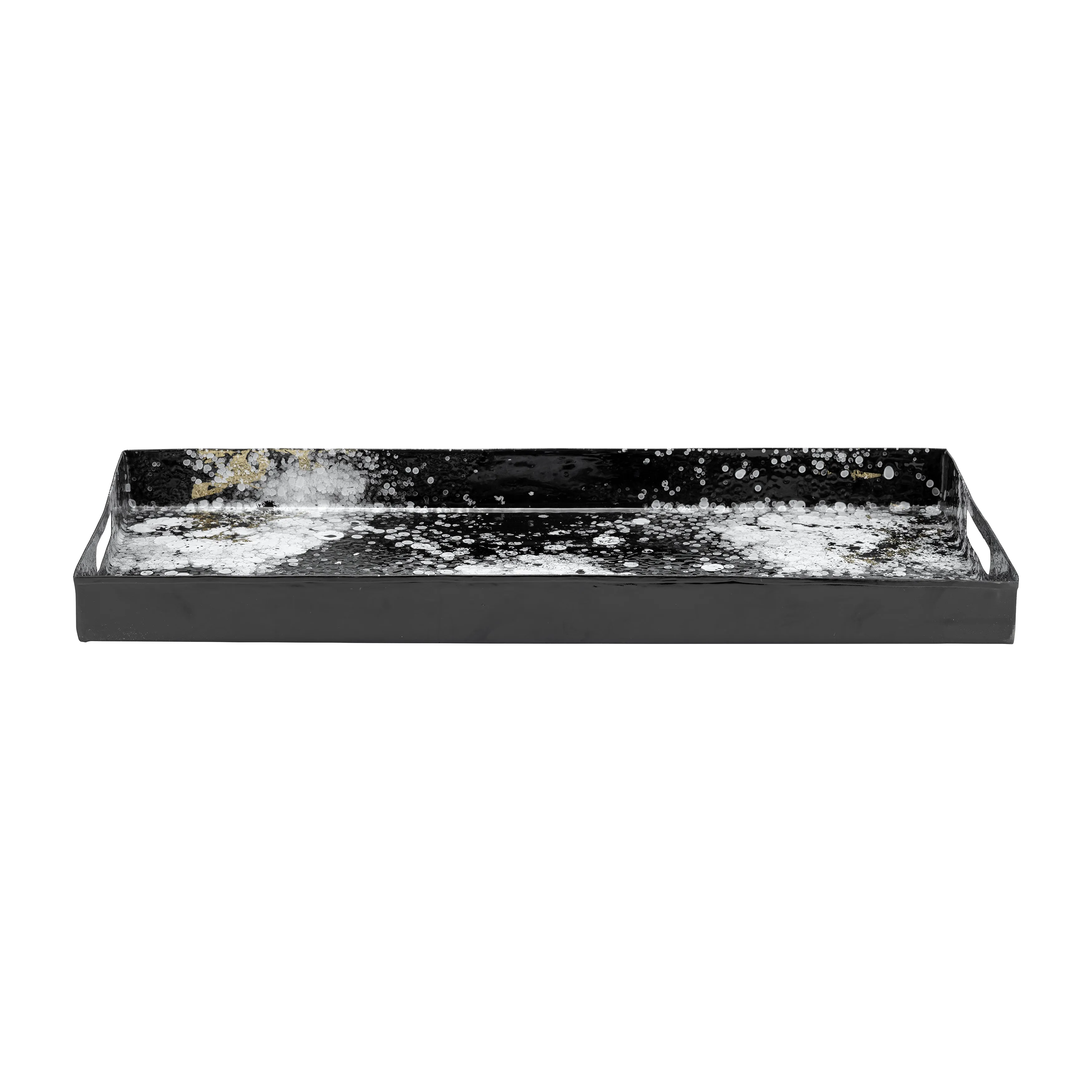 METAL, S/3 18/22/25" RECTANGULAR TRAYS, BLACK/WHIT