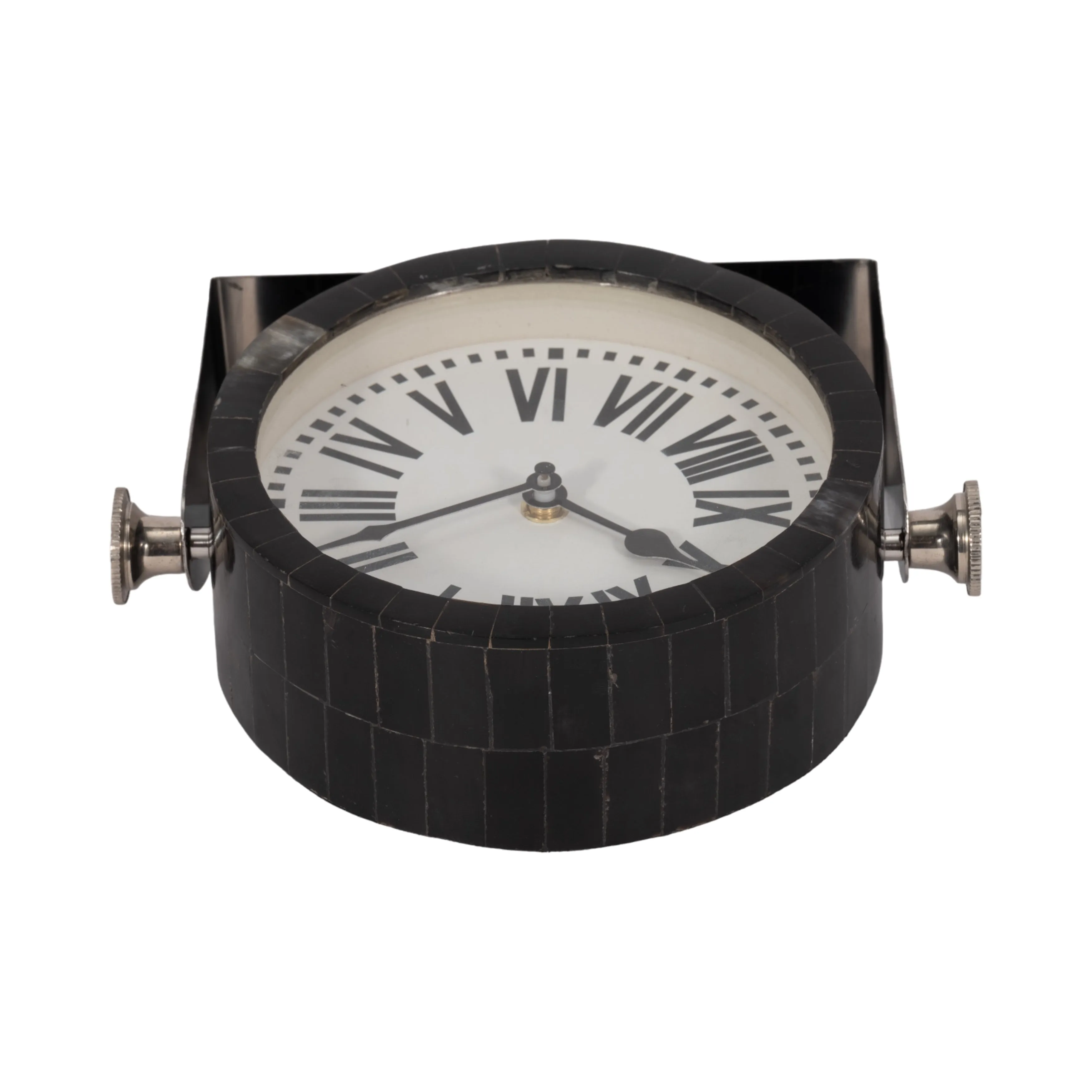 METAL TABLE CLOCK 7''  NICKEL BLACK