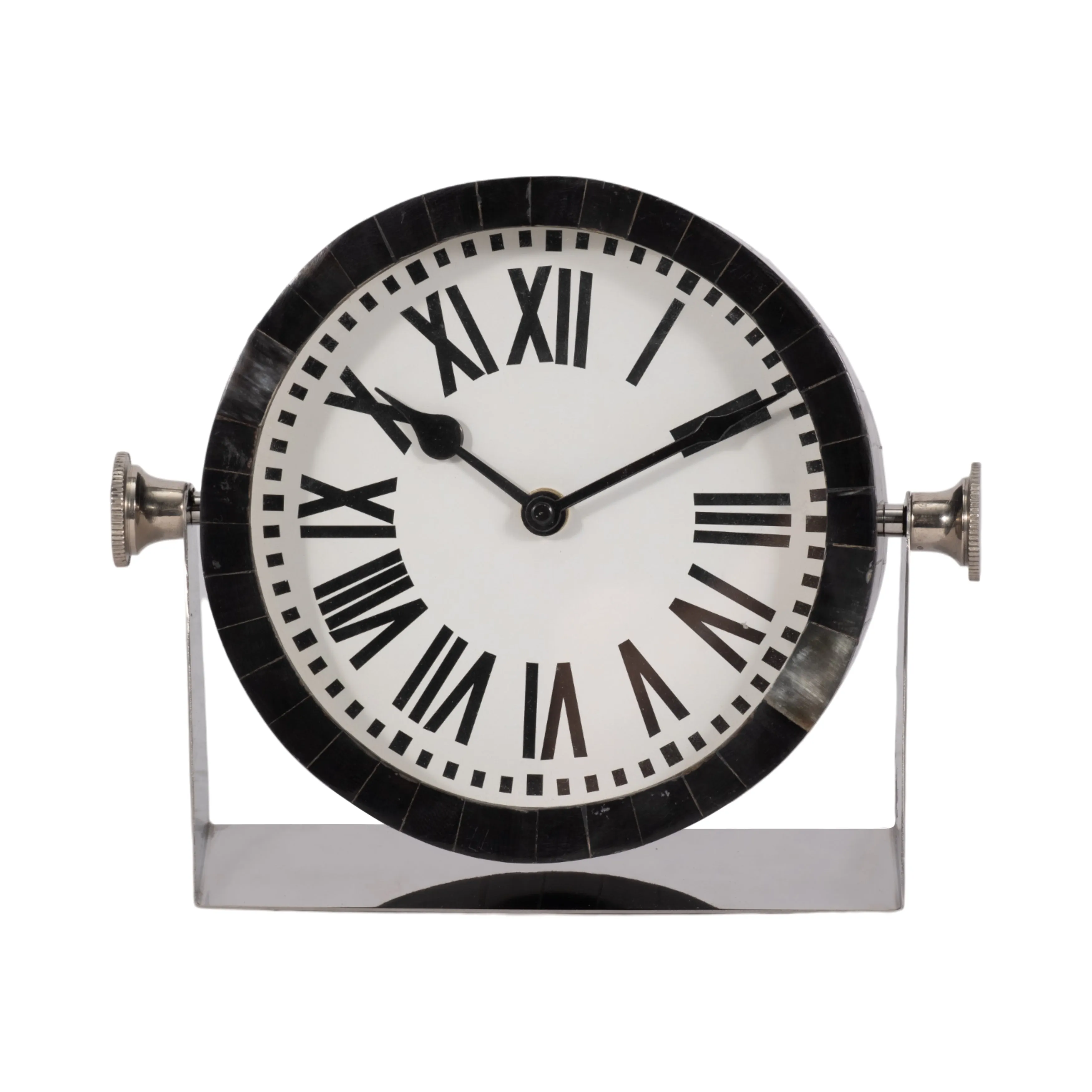 METAL TABLE CLOCK 7''  NICKEL BLACK