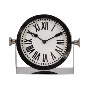 METAL TABLE CLOCK 7''  NICKEL BLACK