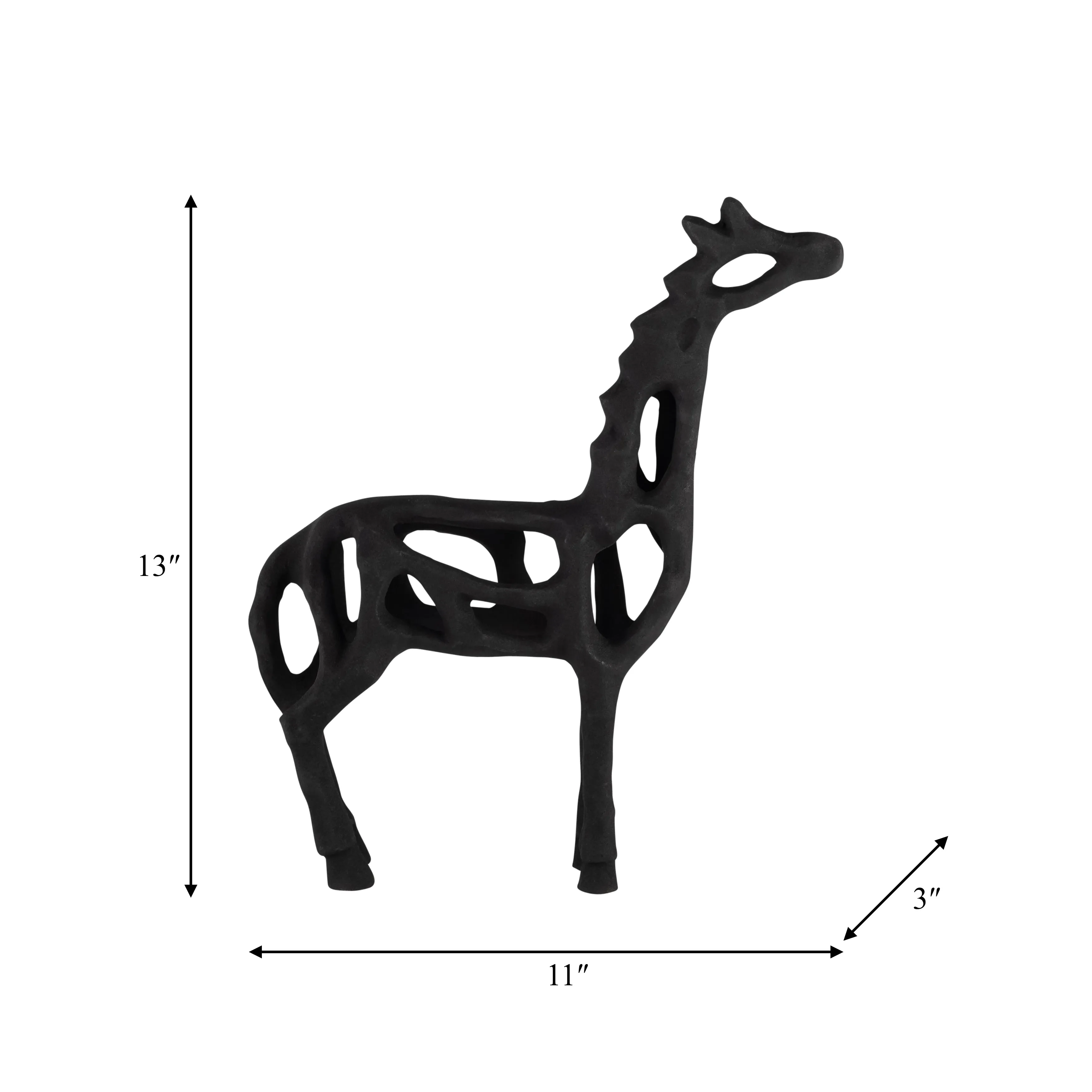 METAL,13"H,GIRAFFE ILLUSION SCULPTURE,BLACK