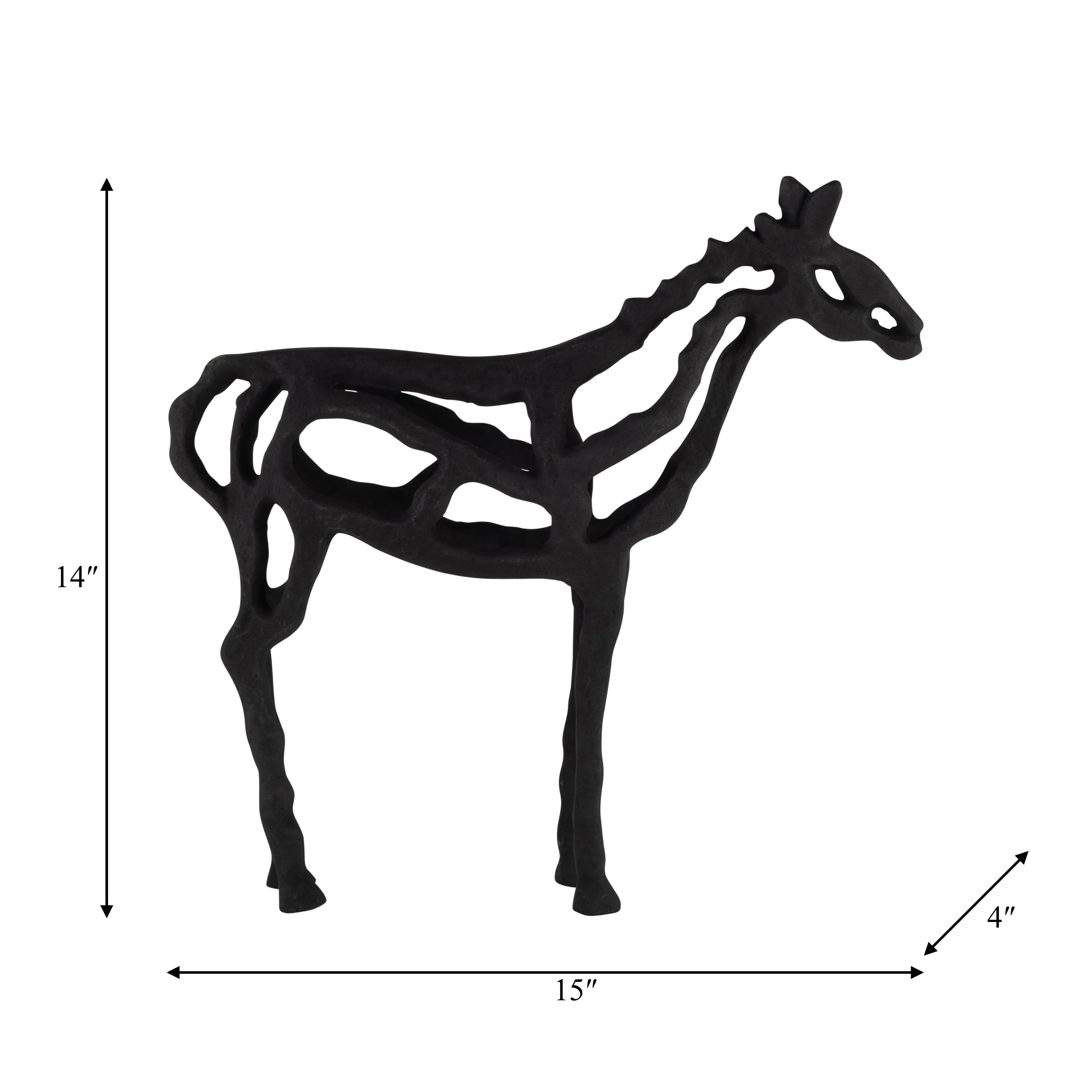 METAL,14"H, HORSE ILLUSION SCULPTURE,BLACK