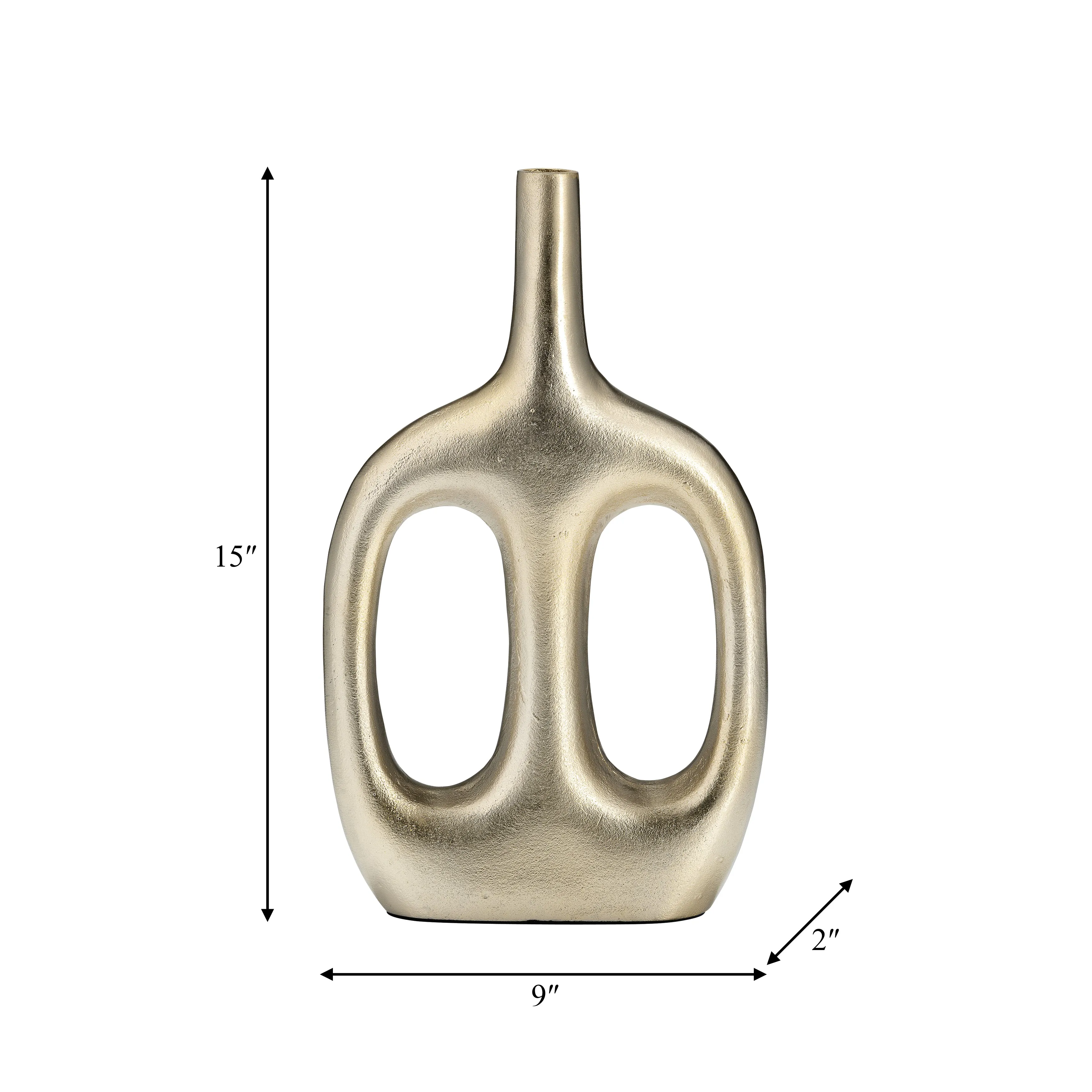 METAL,15" HOLLOW HANDLES VASE,CHAMPAGNE