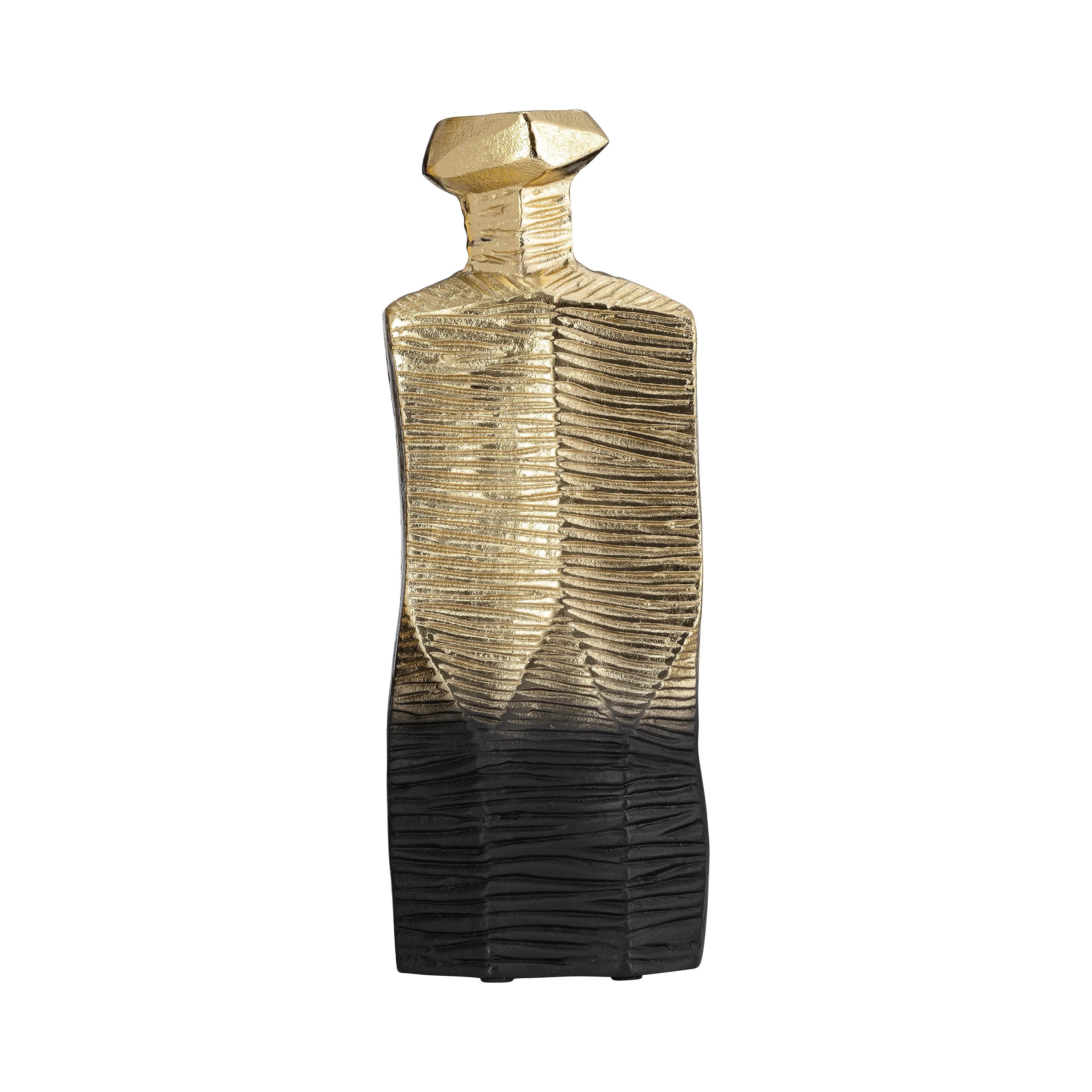 METAL,16",RIGGED VASE,GOLD/BLACK