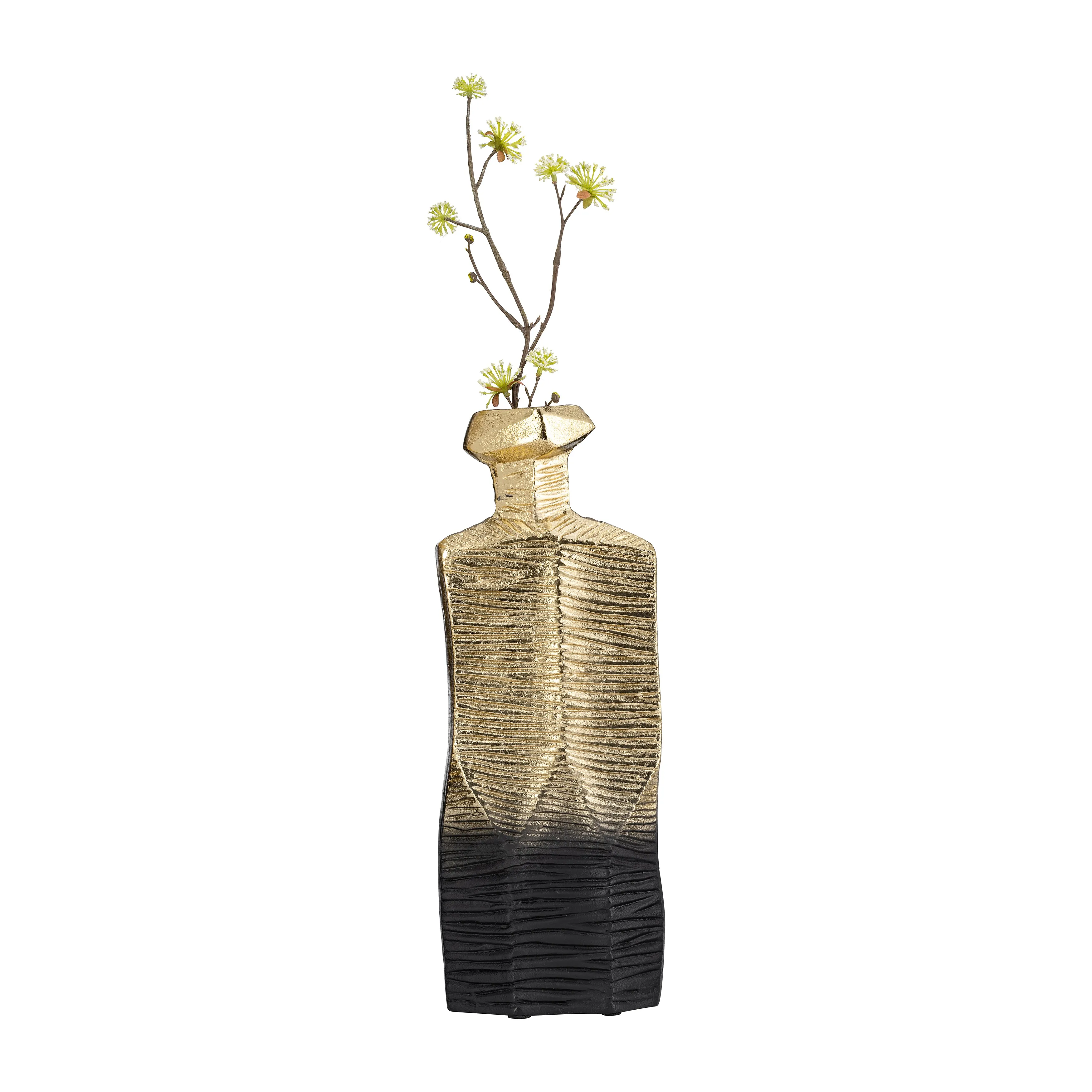METAL,16",RIGGED VASE,GOLD/BLACK