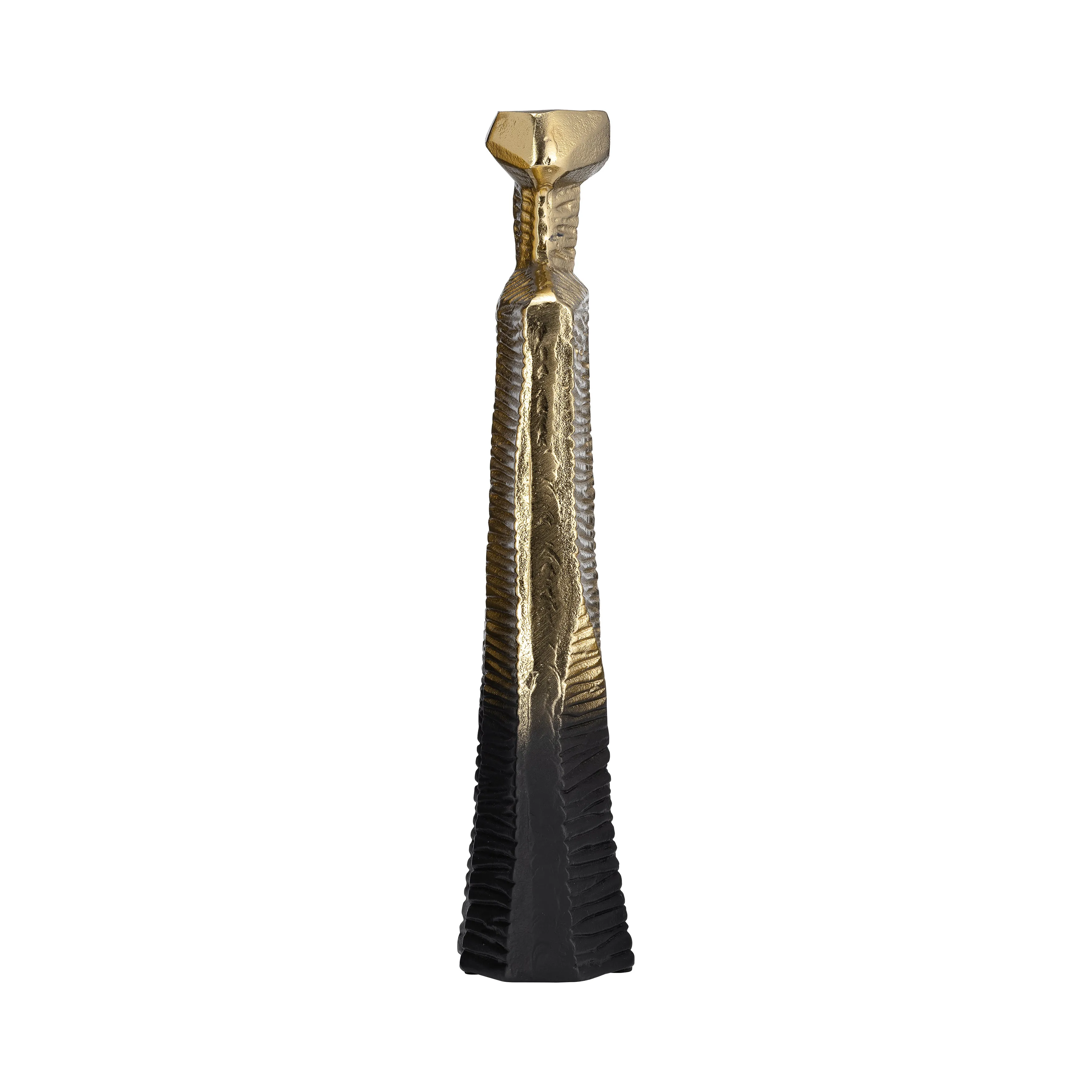 METAL,16",RIGGED VASE,GOLD/BLACK