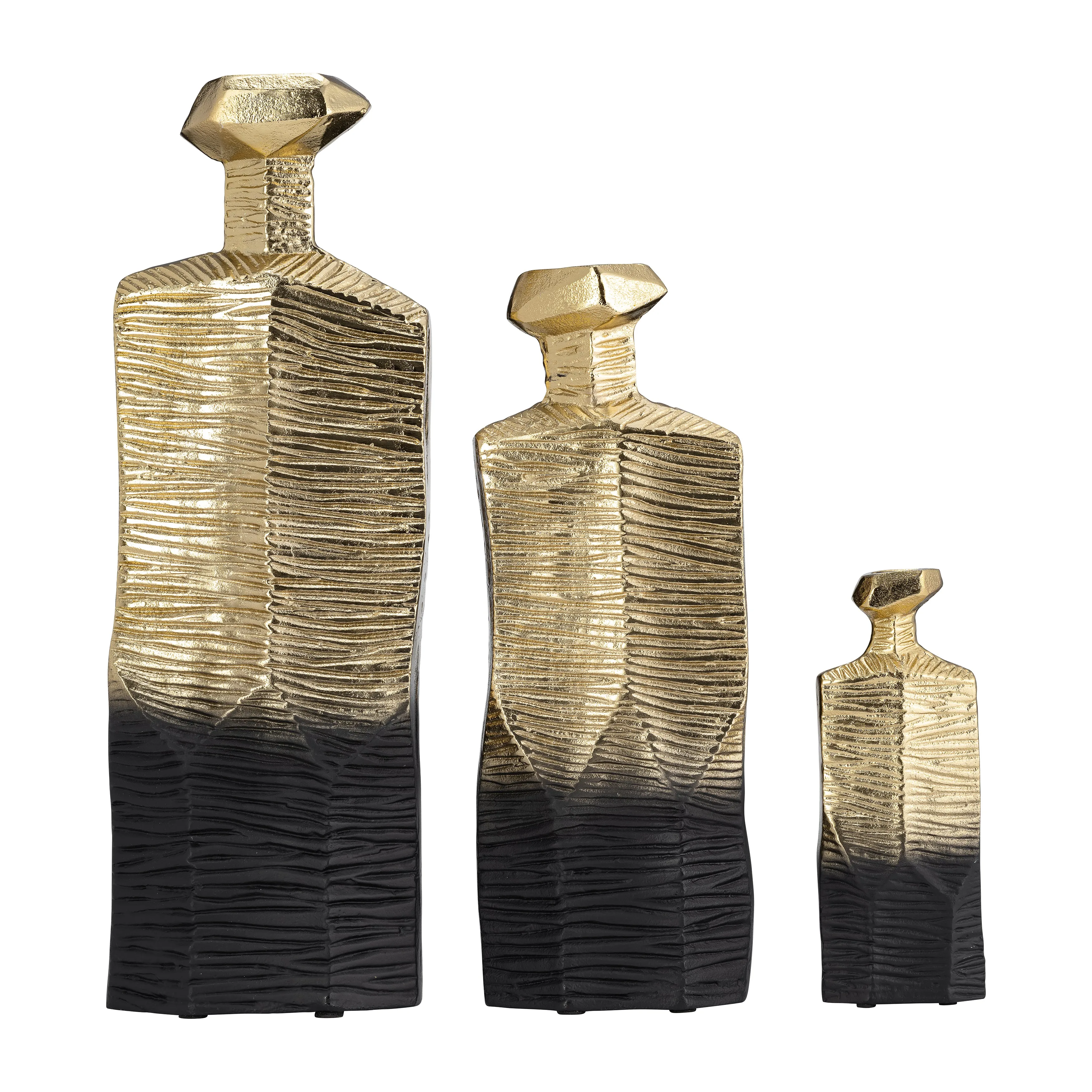 METAL,16",RIGGED VASE,GOLD/BLACK