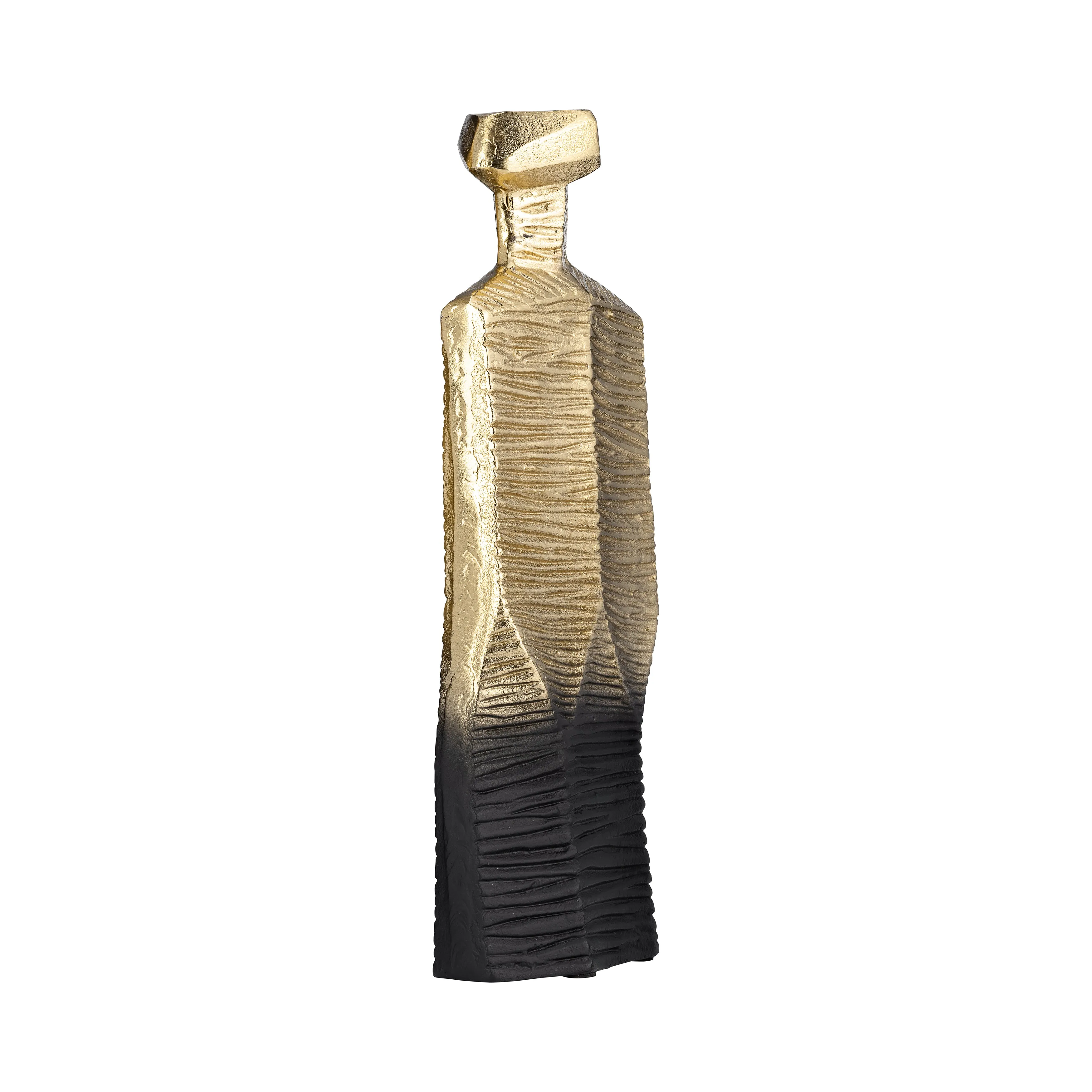 METAL,16",RIGGED VASE,GOLD/BLACK