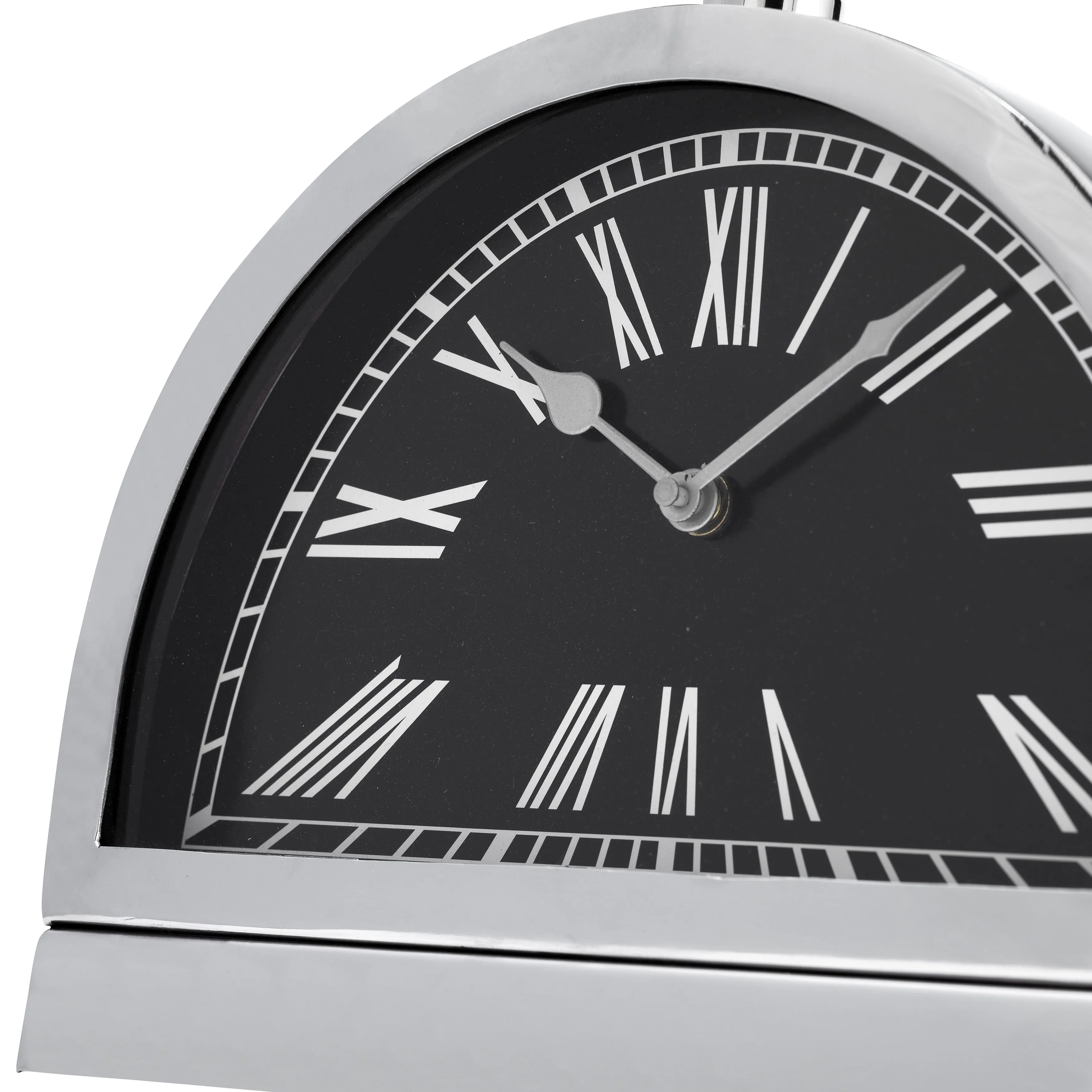 METAL,7"H,LEANING  TABLE-CLOCK W/HANDLE,NICKEL