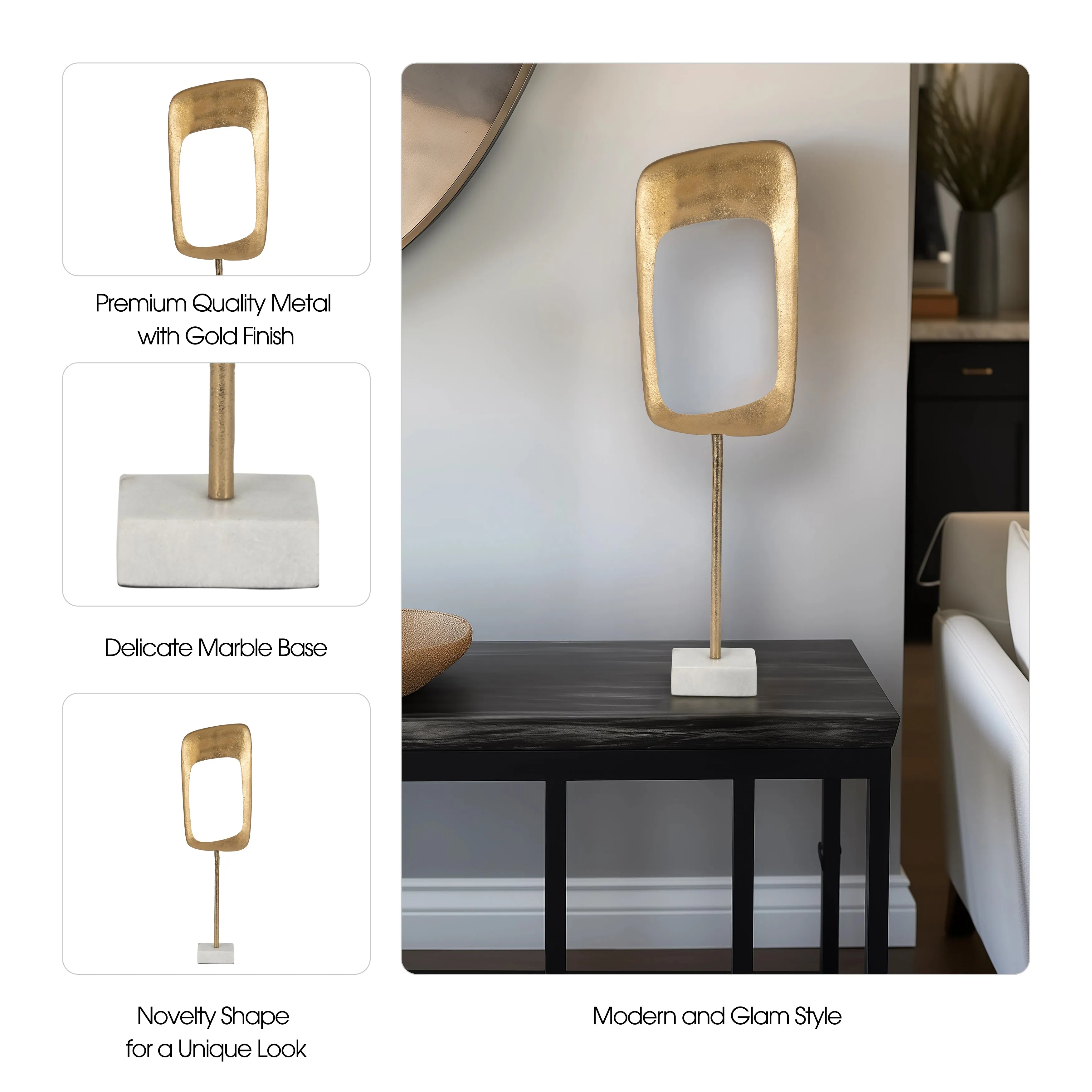 METAL/MARBLE, 26" TABLE TOP DECO, GOLD
