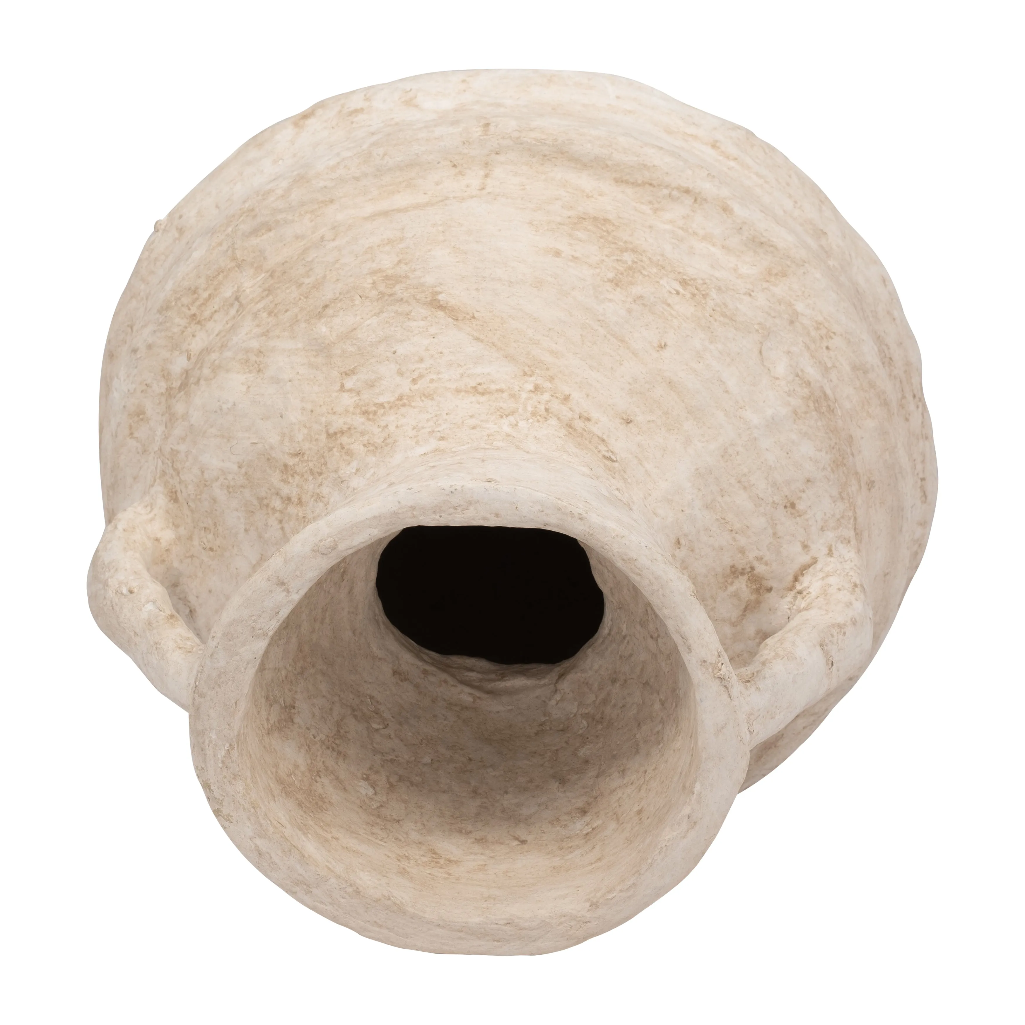 PAPER MACHE, 15" VASE WITH HANDLES, WHITE