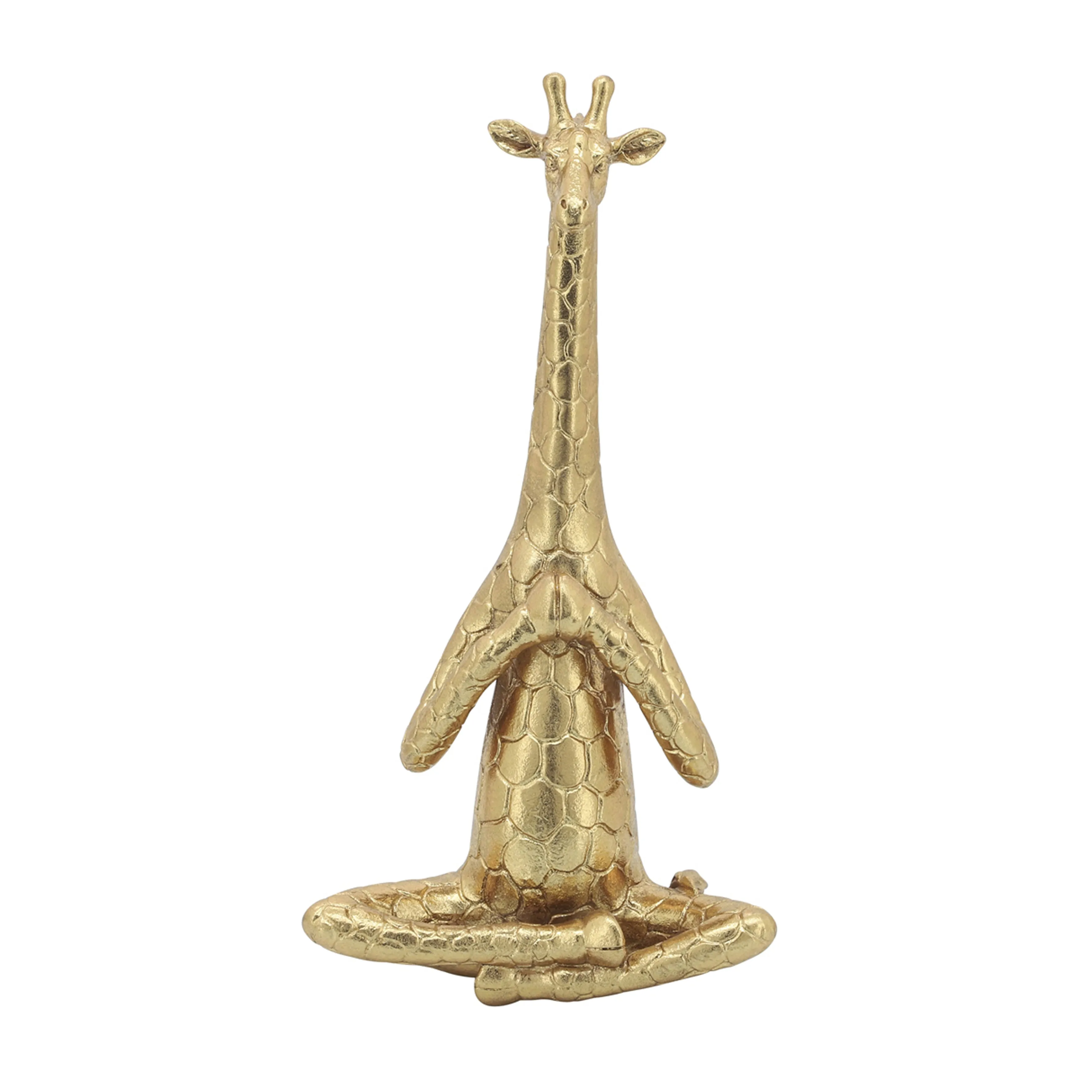 POLYRESIN,S/3,12"H, YOGA GIRAFFE, GOLD